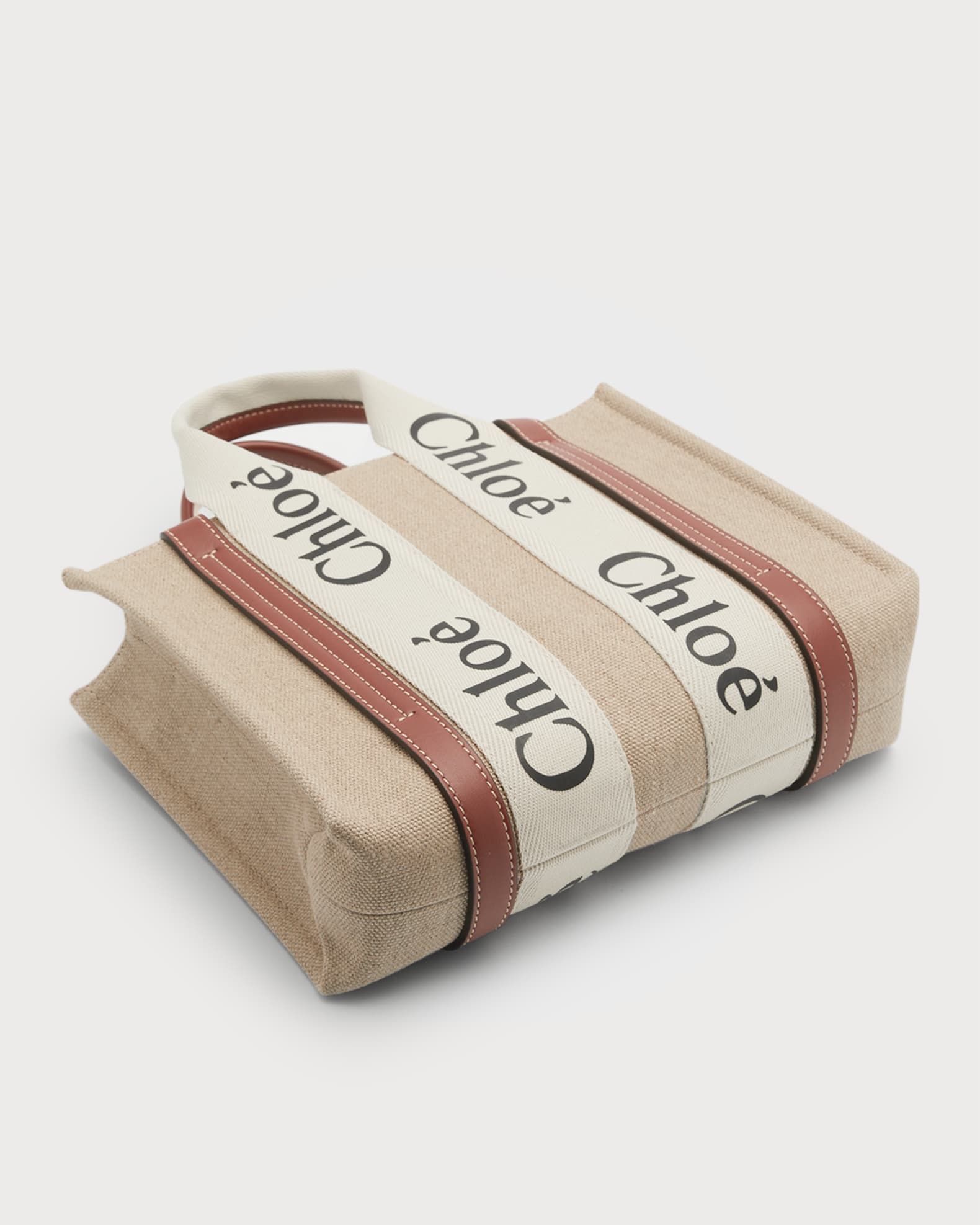 Woody Small Tote Bag in Linen with Crossbody Strap 1