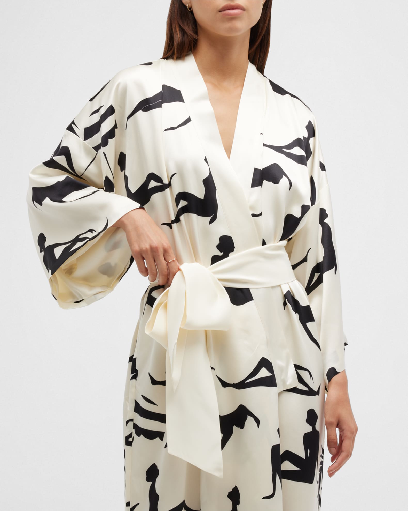 Olivia Von Halle Queenie Long Printed Silk Robe | Neiman Marcus