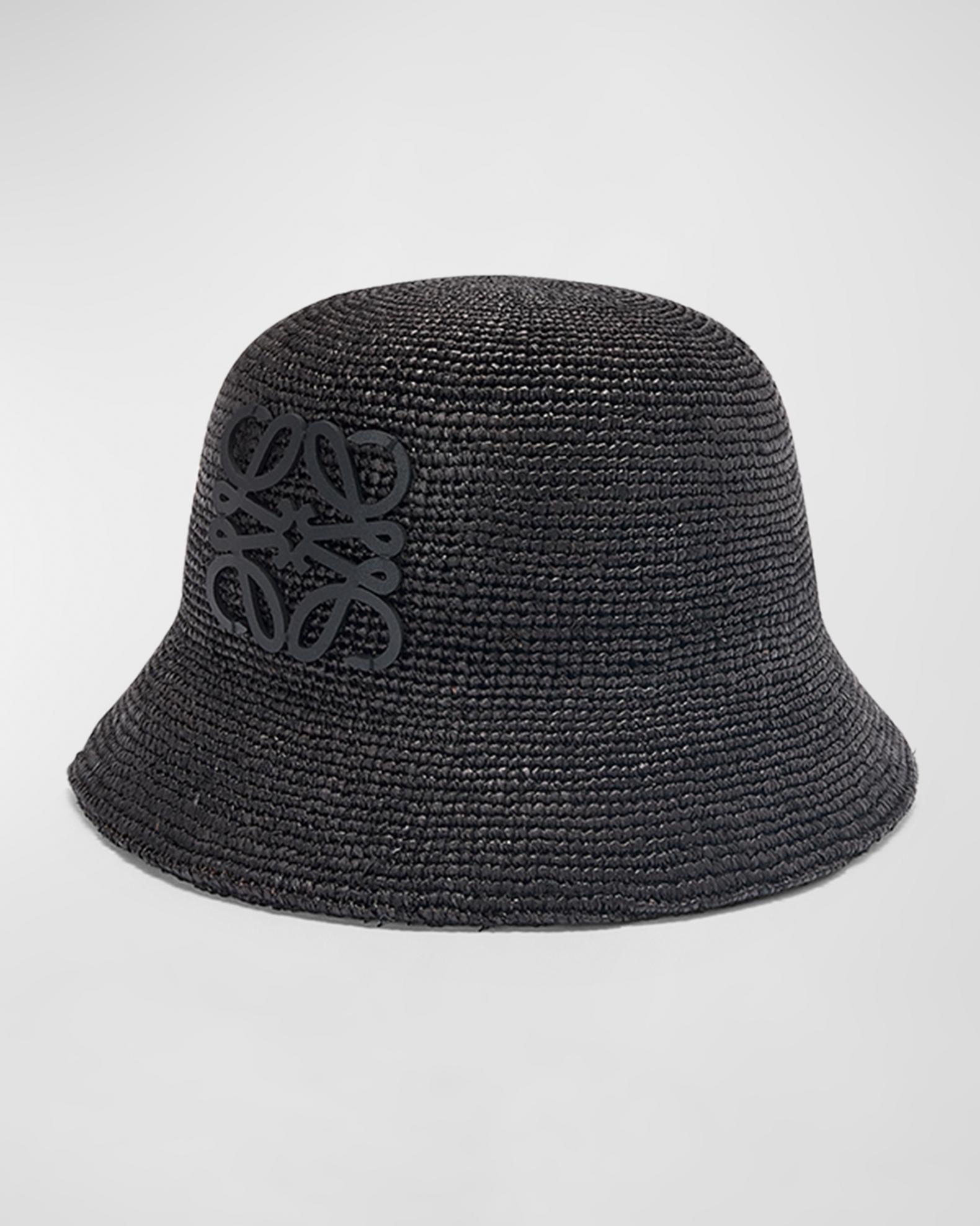 Loewe Anagram Raffia Bucket Hat | Neiman Marcus