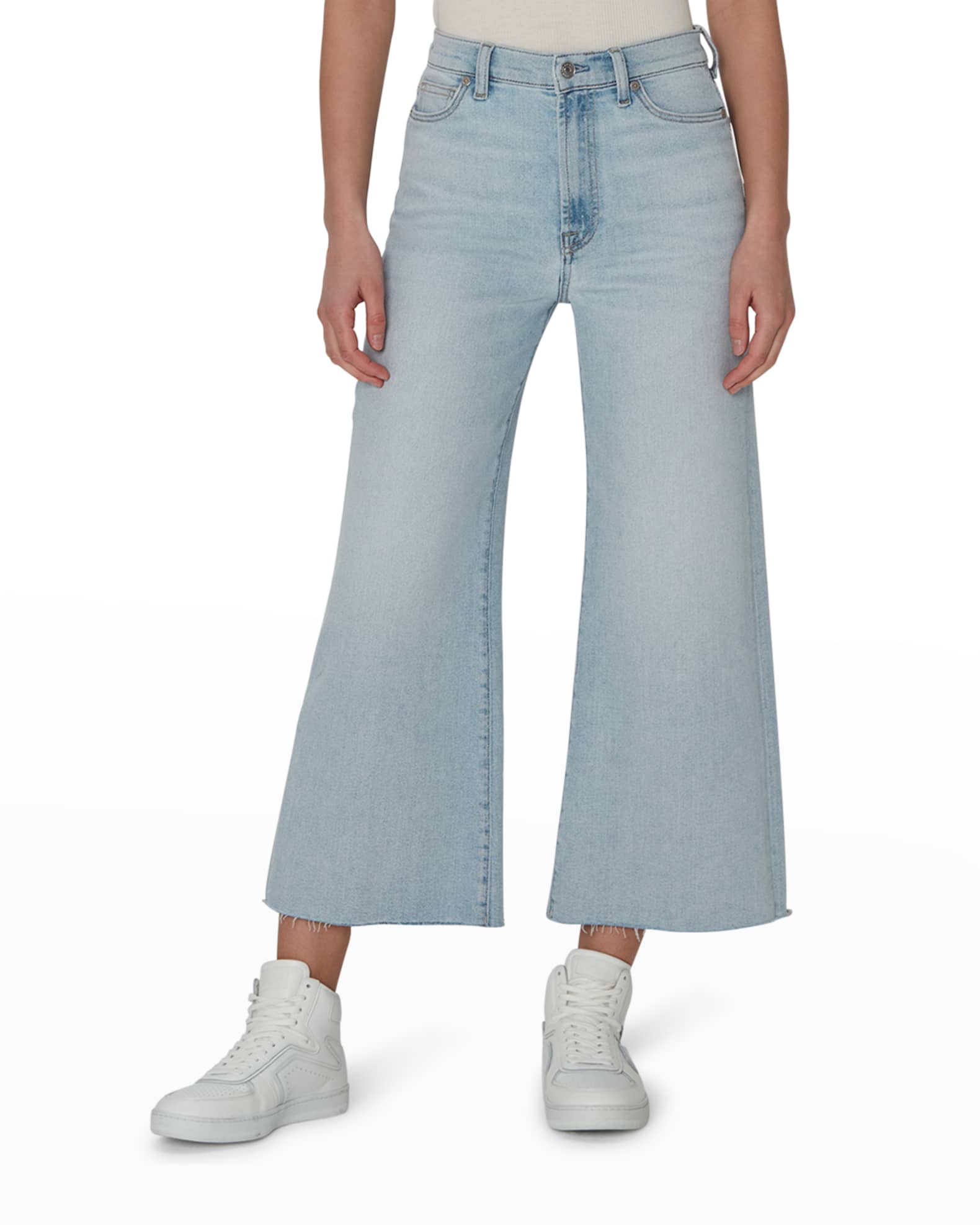 7 for all mankind Wide-Leg Cropped Comfort Stretch Jeans | Neiman Marcus
