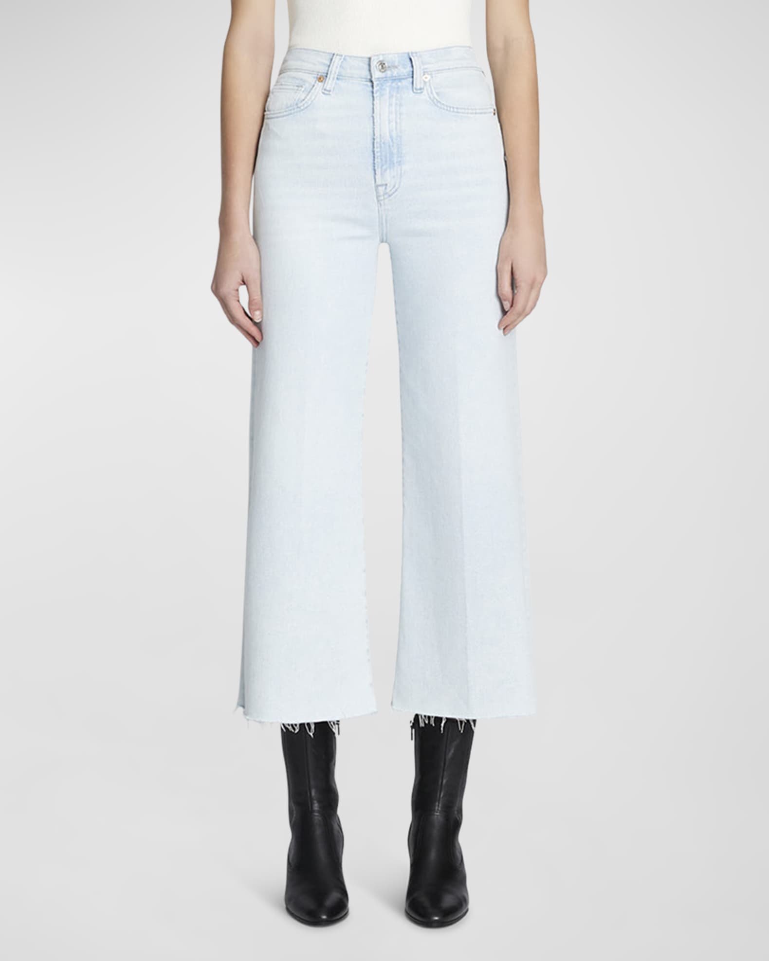 7 for all mankind Wide-Leg Cropped Comfort Stretch Jeans | Neiman Marcus