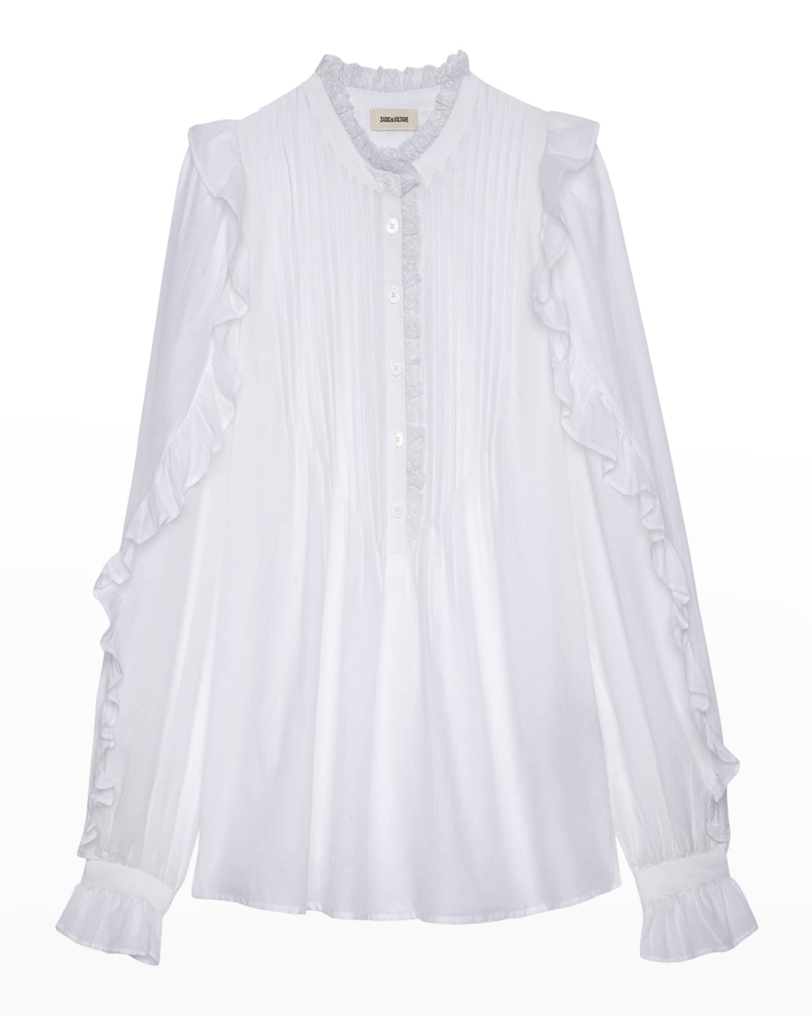 Zadig & Voltaire Timmy Tomboy Ruffle High-Neck Pleated Front Tunic ...