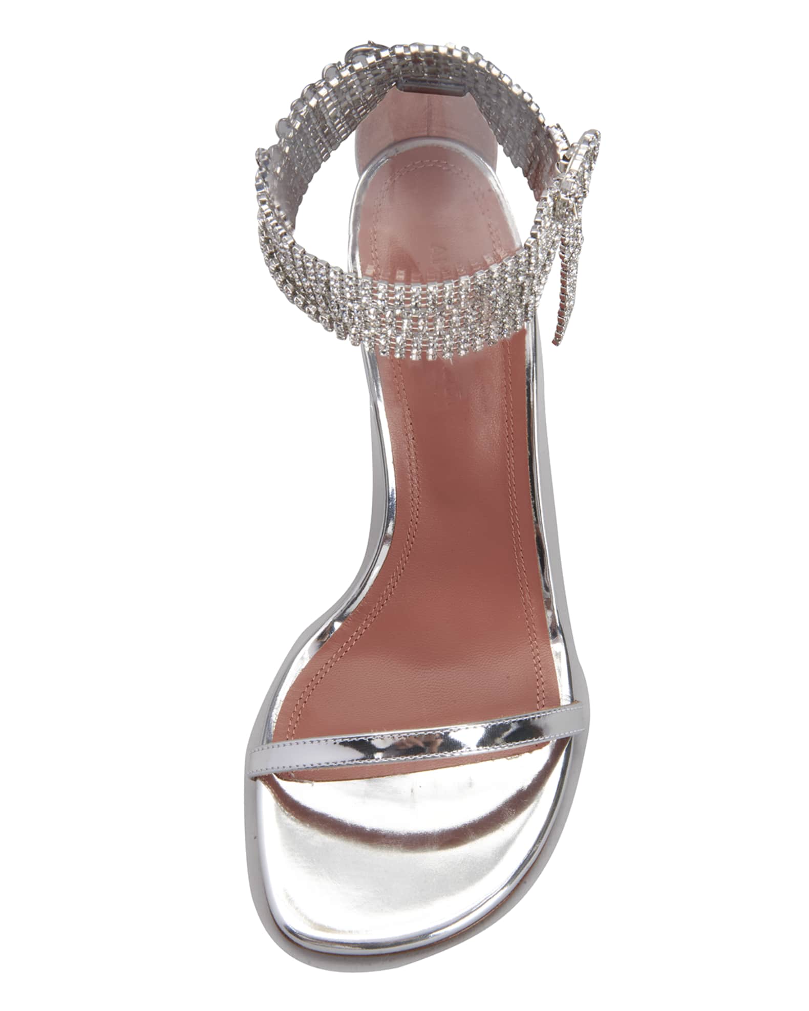 Amina Muaddi Giorgia Metallic Crystal-Cuff Sandals | Neiman Marcus