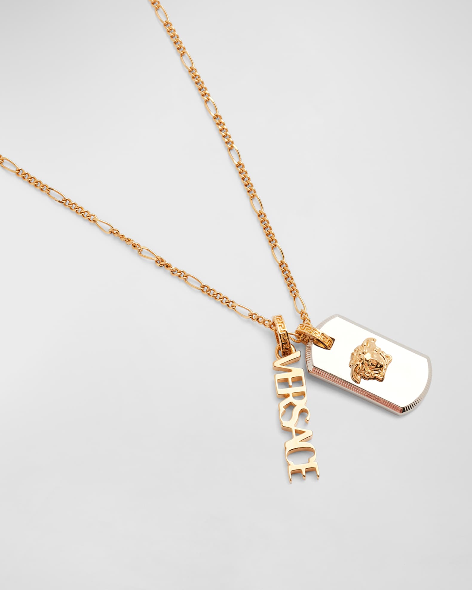 Versace Men s Two Tone Logo Necklace Neiman Marcus