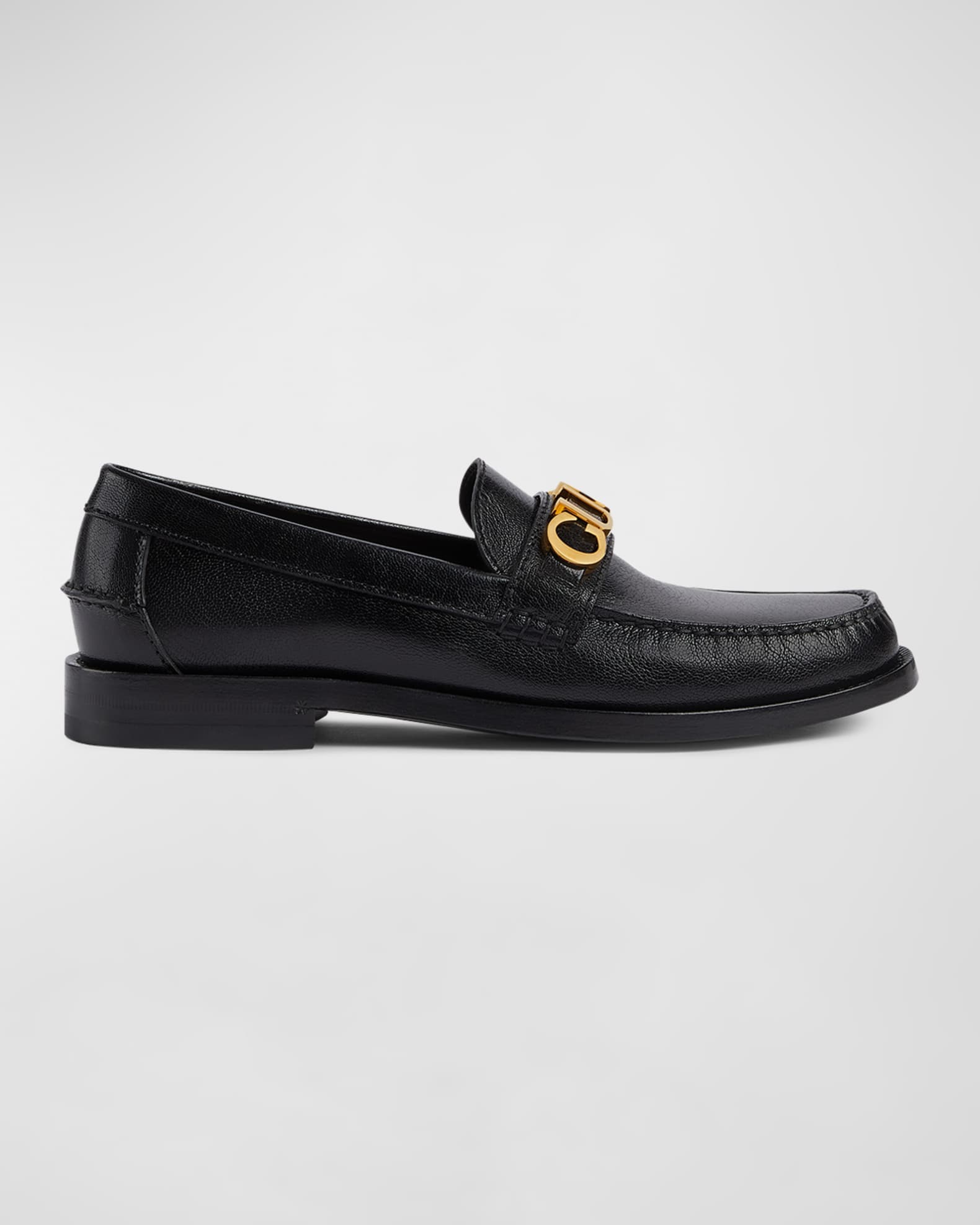 Moschino logo-plaque patent loafers - Black