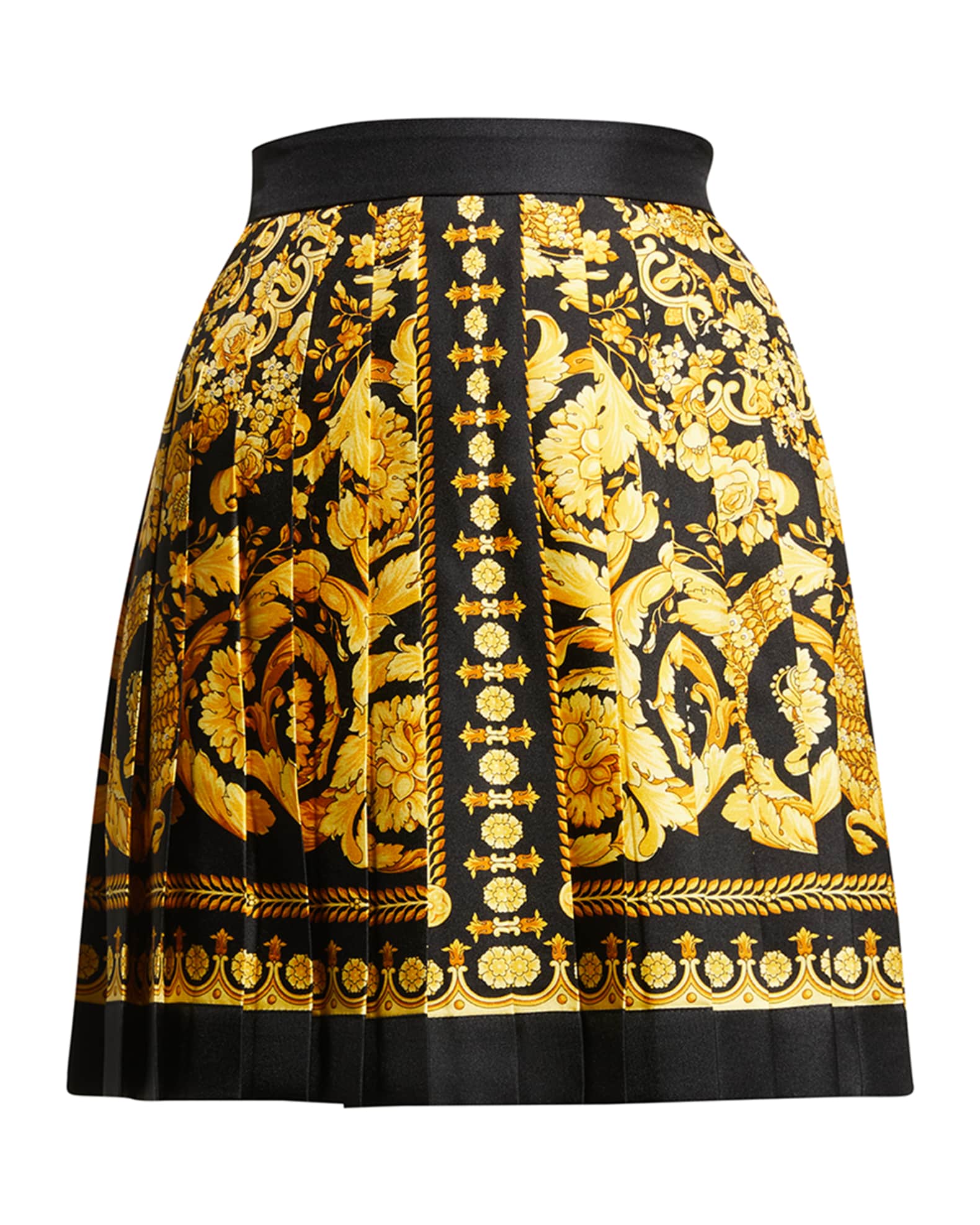Versace Baroque Heritage Pleated Silk Mini Skirt | Neiman Marcus