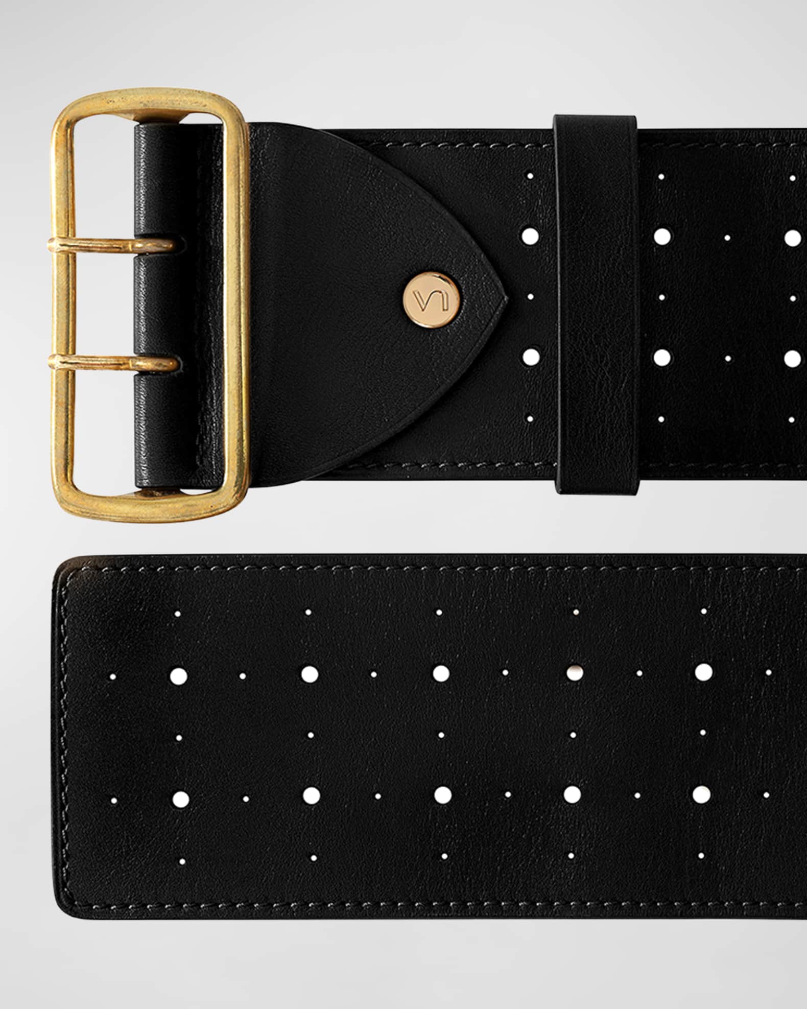 Vaincourt Paris La Celeste Perforated Wide Leather Belt | Neiman Marcus