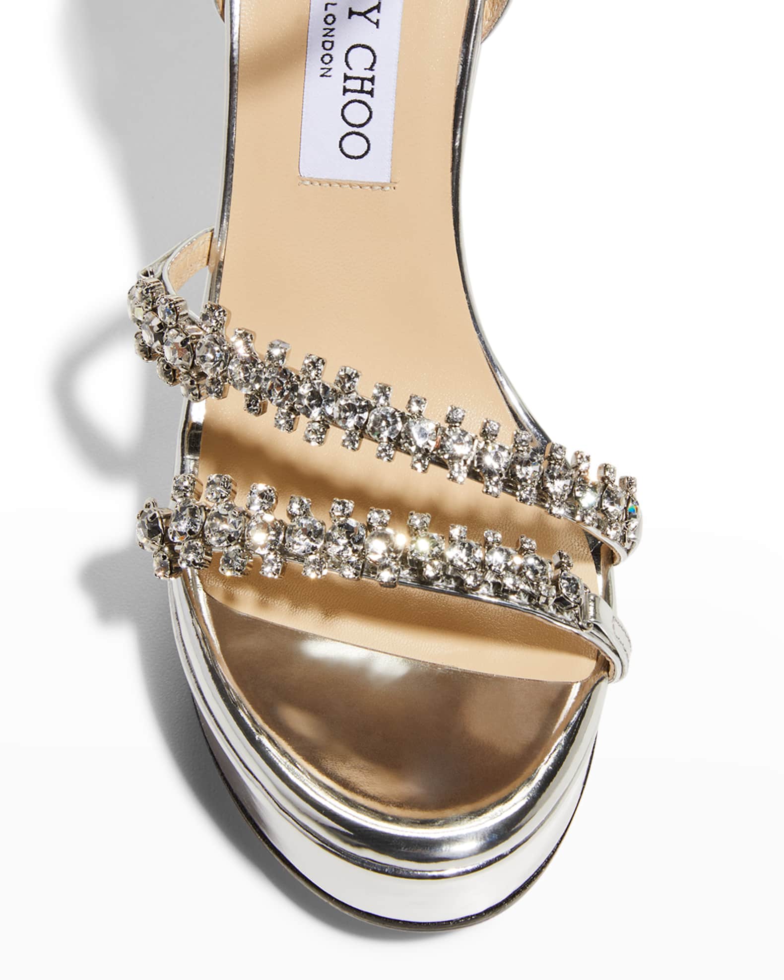 Jimmy Choo Bing Metallic Crystal Wedge Sandals | Neiman Marcus