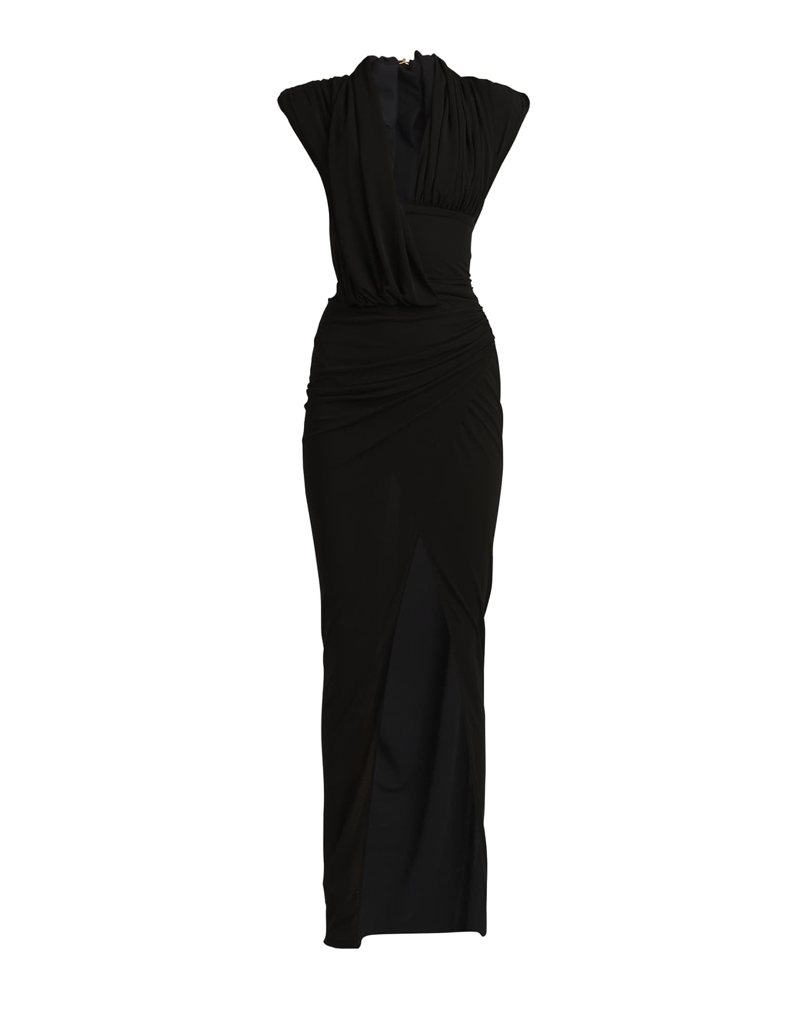 Balmain Draped Jersey Column Gown | Neiman Marcus