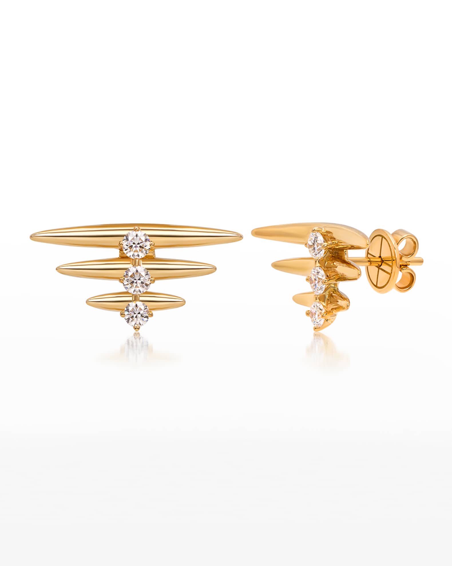 Hueb 18K Tribal Yellow Gold Earrings with VS GH Diamonds 0.61tcw Neiman Marcus