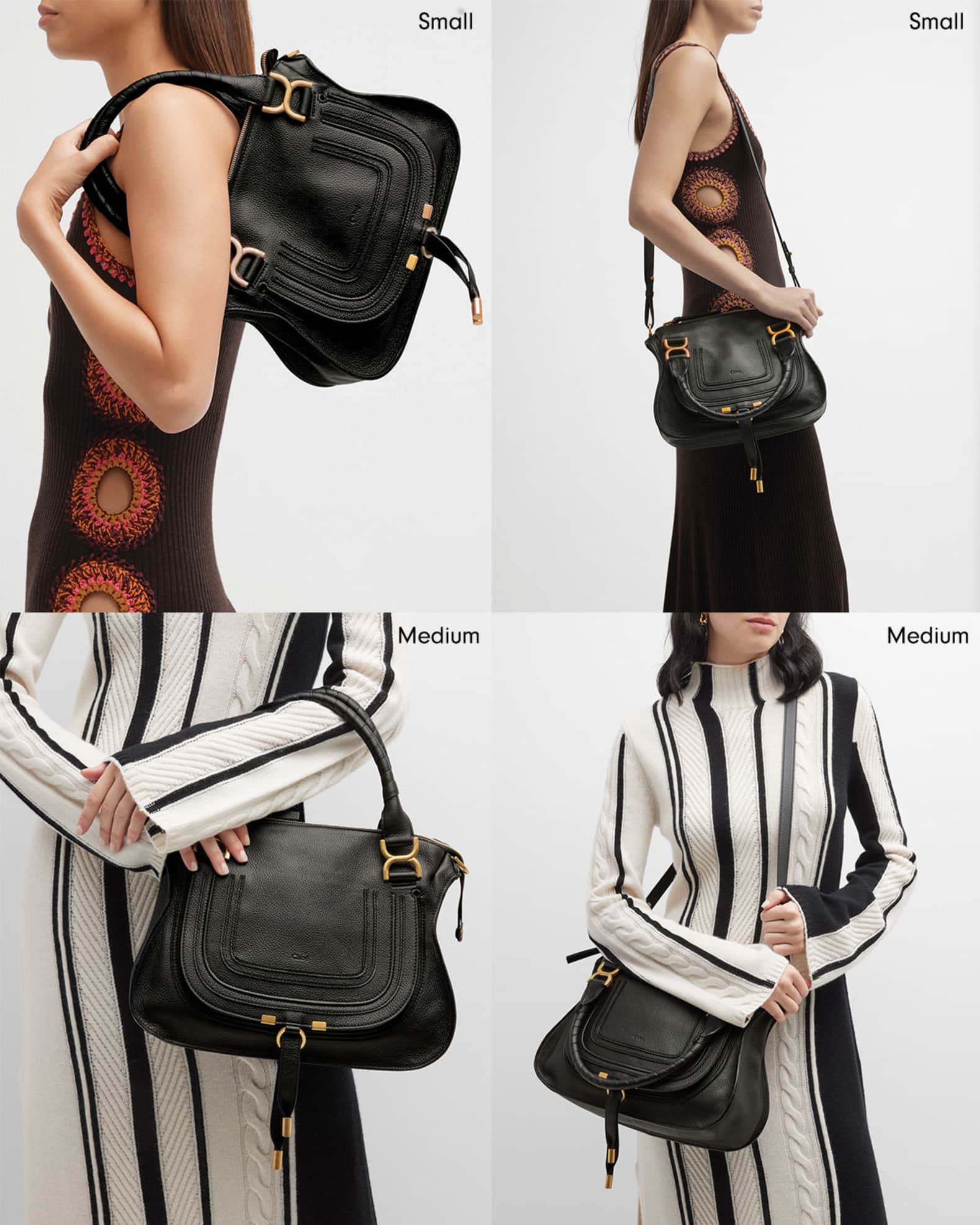 Marcie Medium Double Carry Satchel Bag in Grained Leather