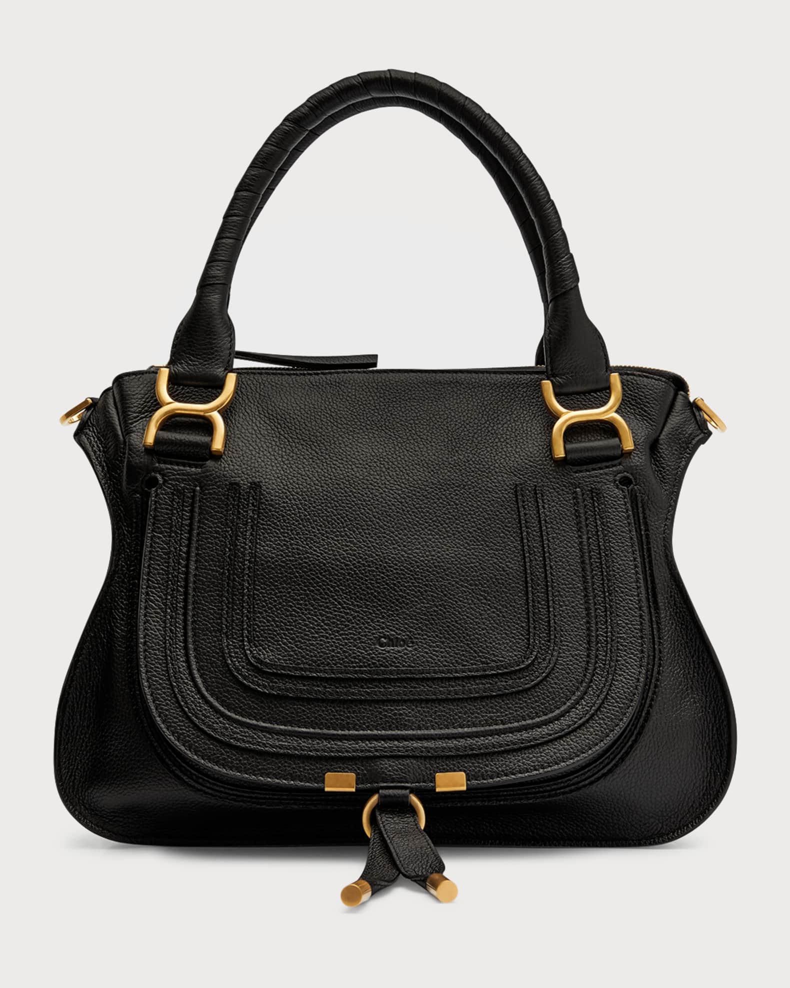 Marcie Medium Double Carry Satchel Bag in Grained Leather 0