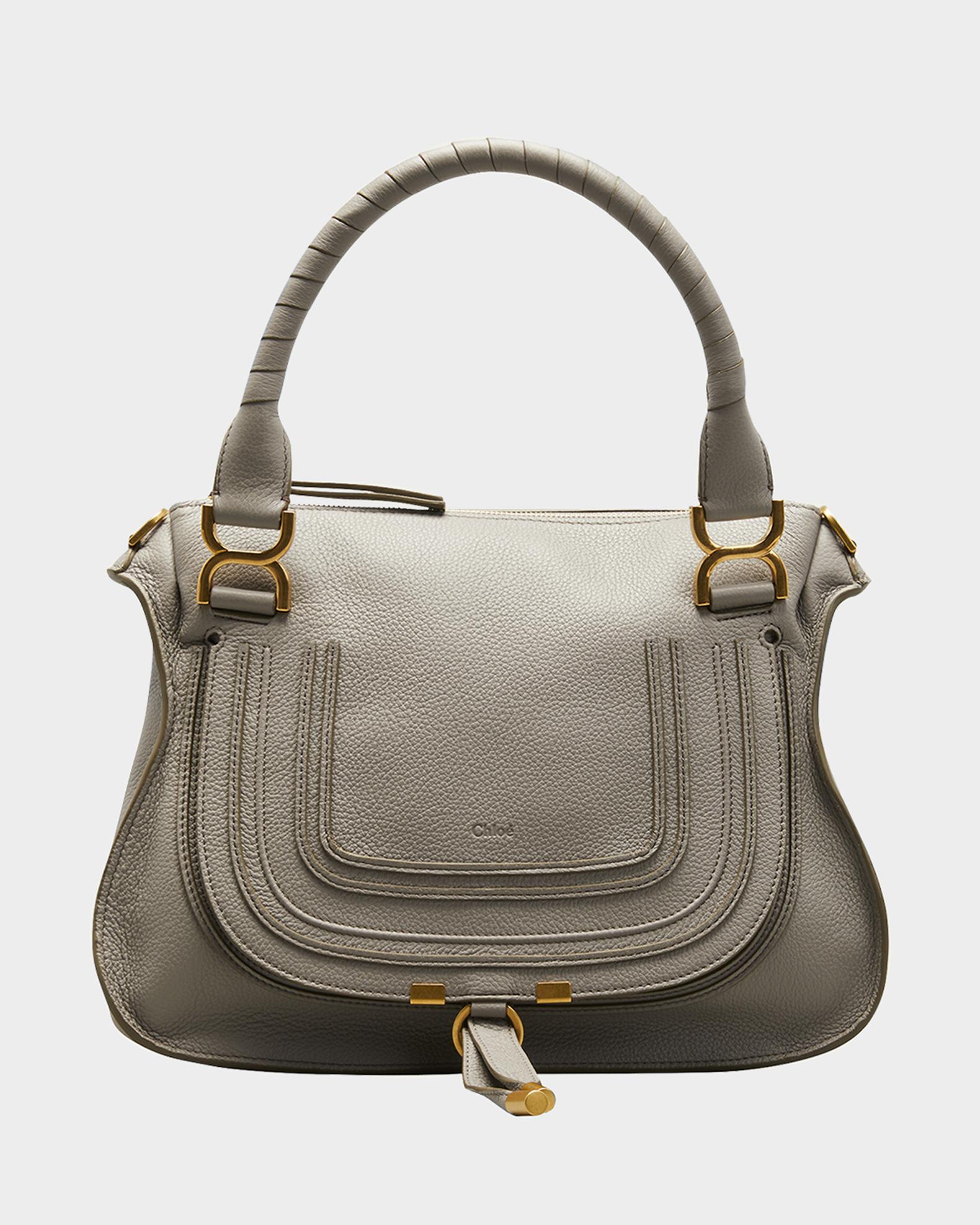 Chloe Marcie Medium Double Carry Satchel Bag in Grained Leather