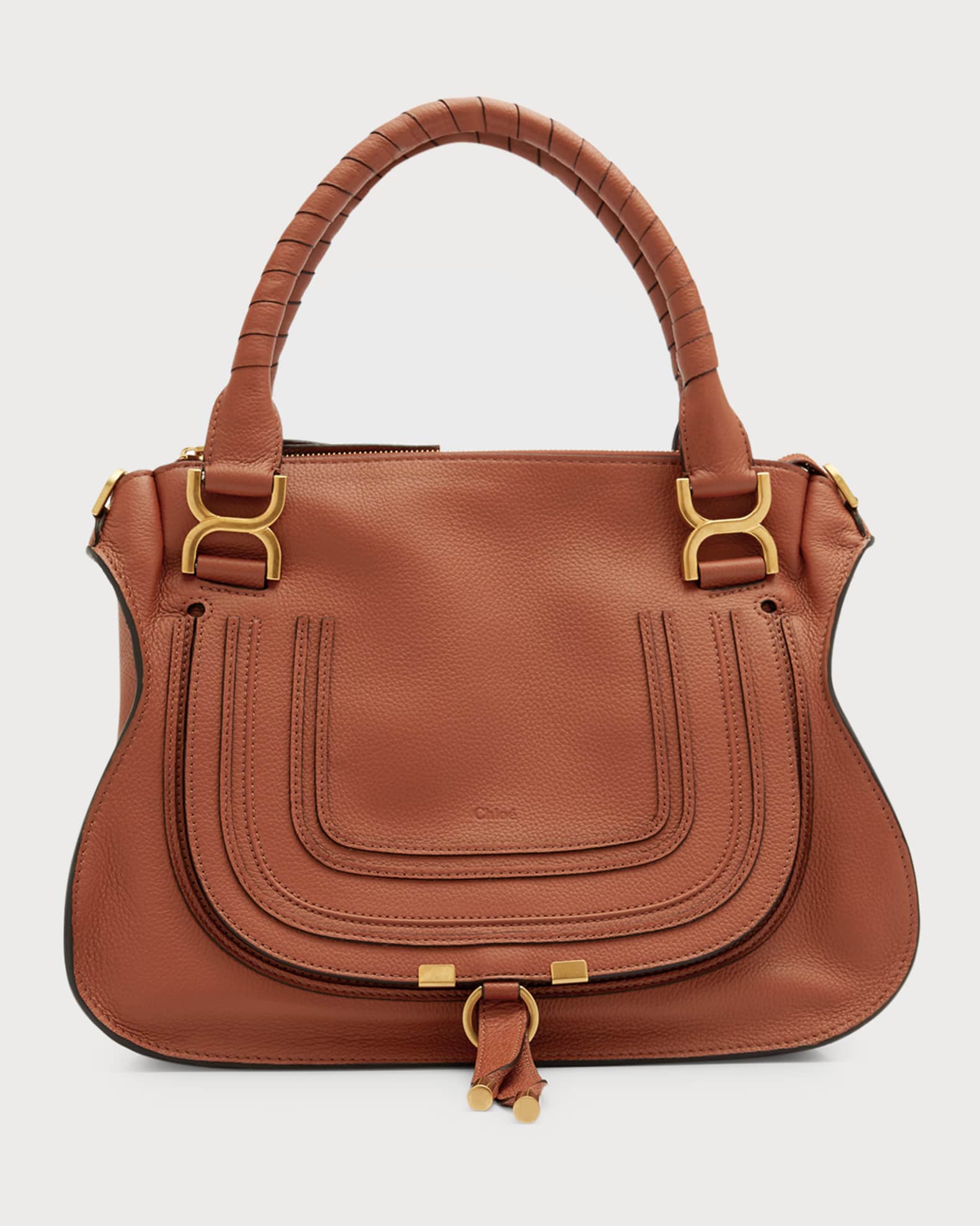 Marcie Medium Double Carry Satchel Bag in Grained Leather 0