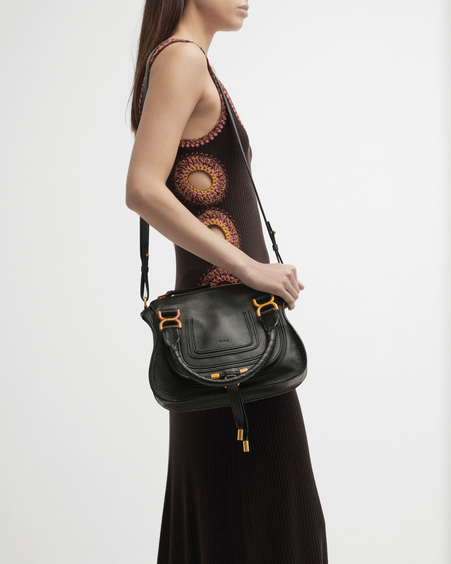 Marcie Small Satchel Bag in Grained Calfskin