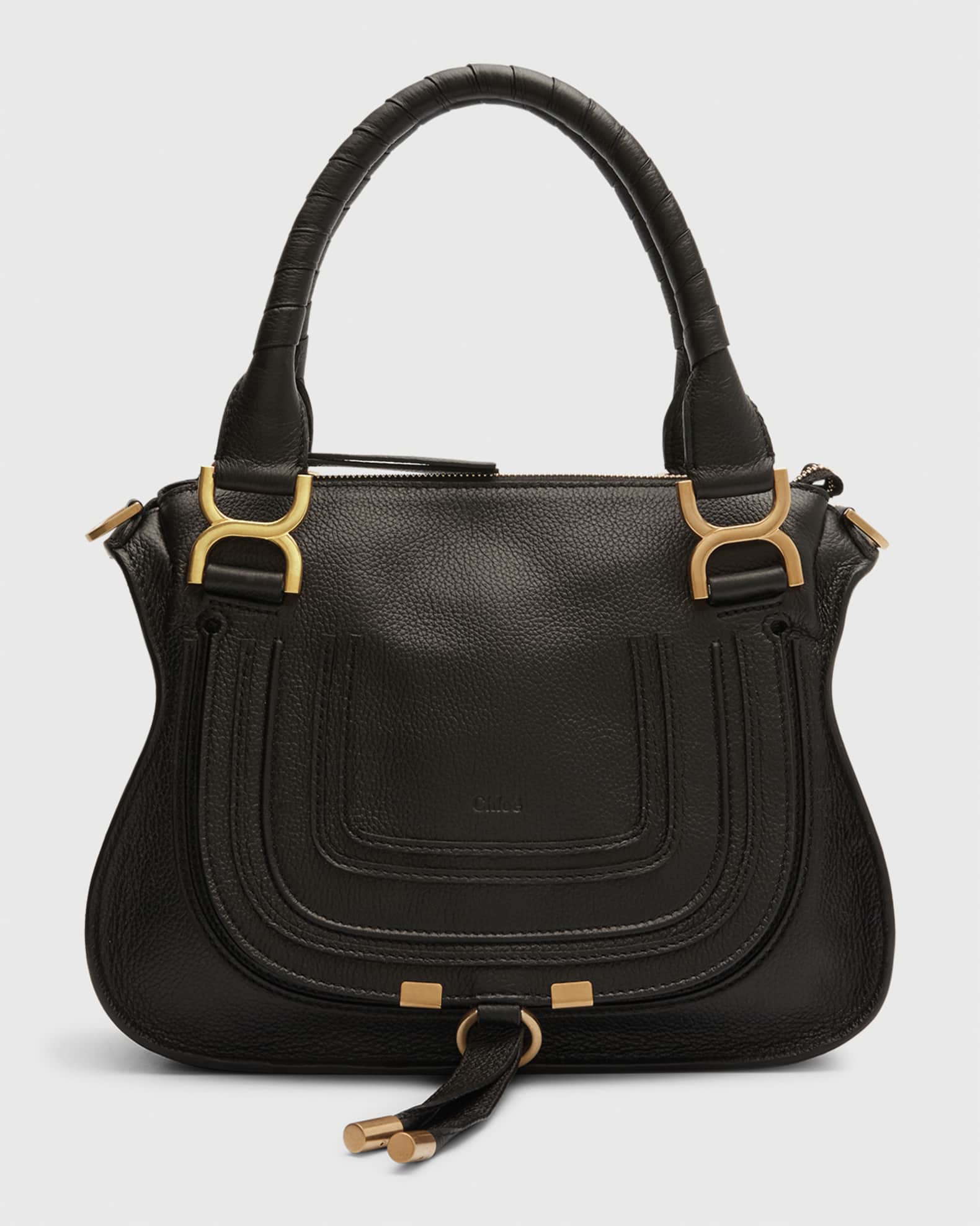 Chloe Marcie Small Double Carry Satchel Bag in Grained Leather | Neiman ...