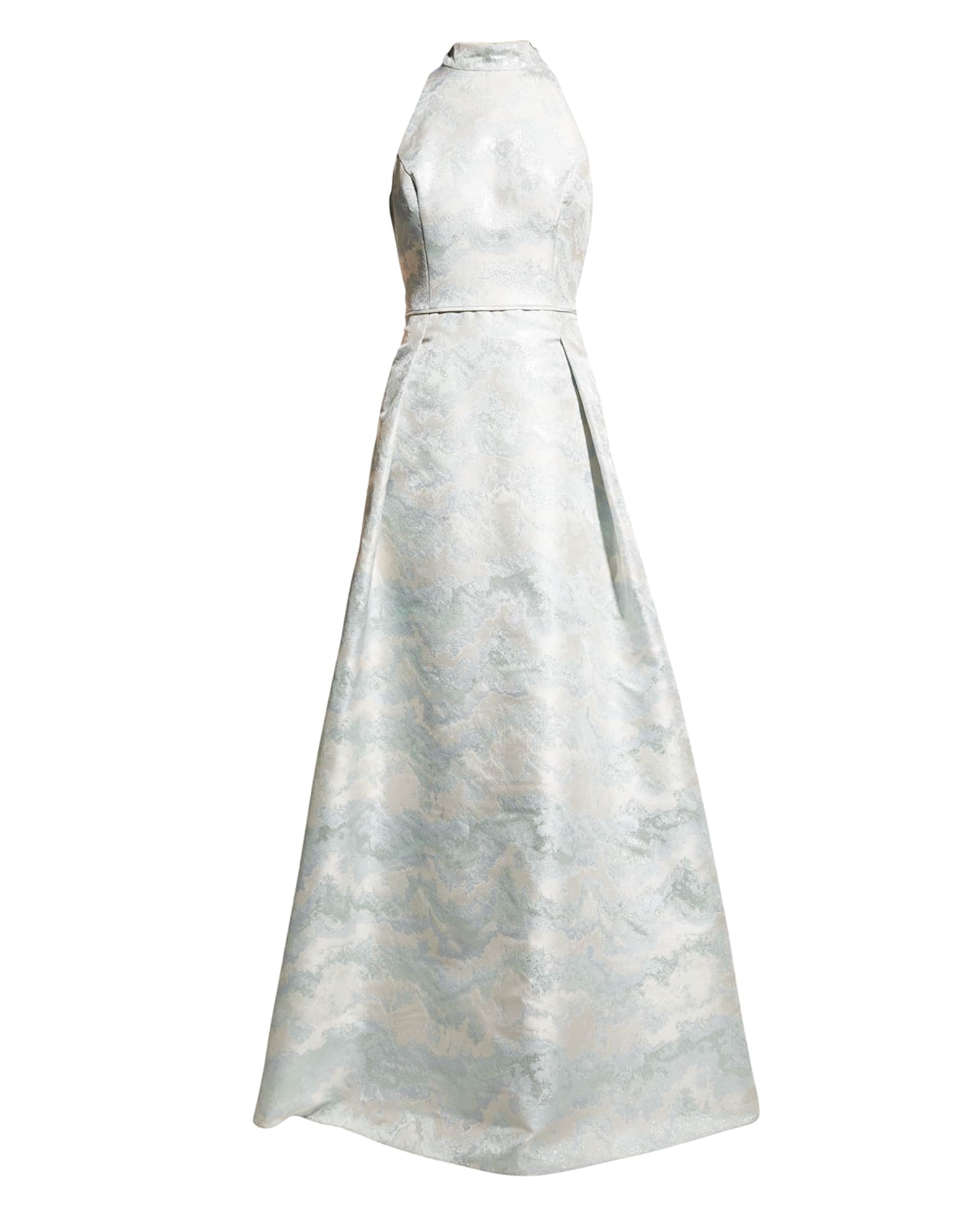 Aidan Mattox Jacquard Halter Gown Neiman Marcus