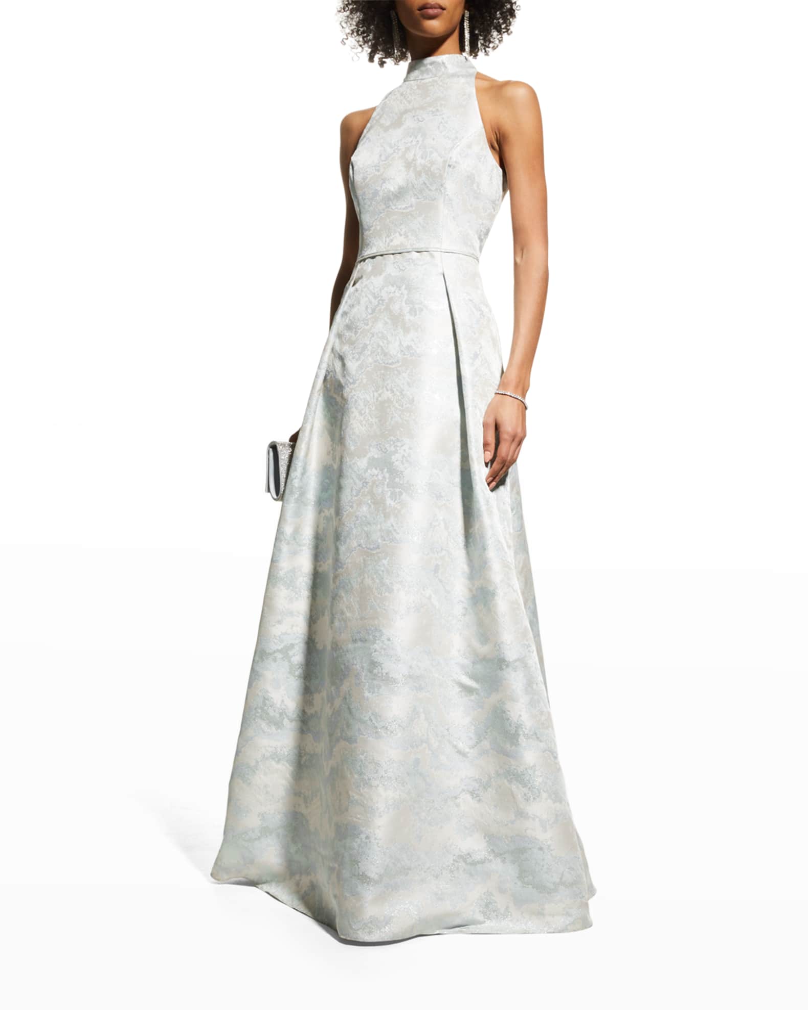 Aidan Mattox Jacquard Halter Gown Neiman Marcus