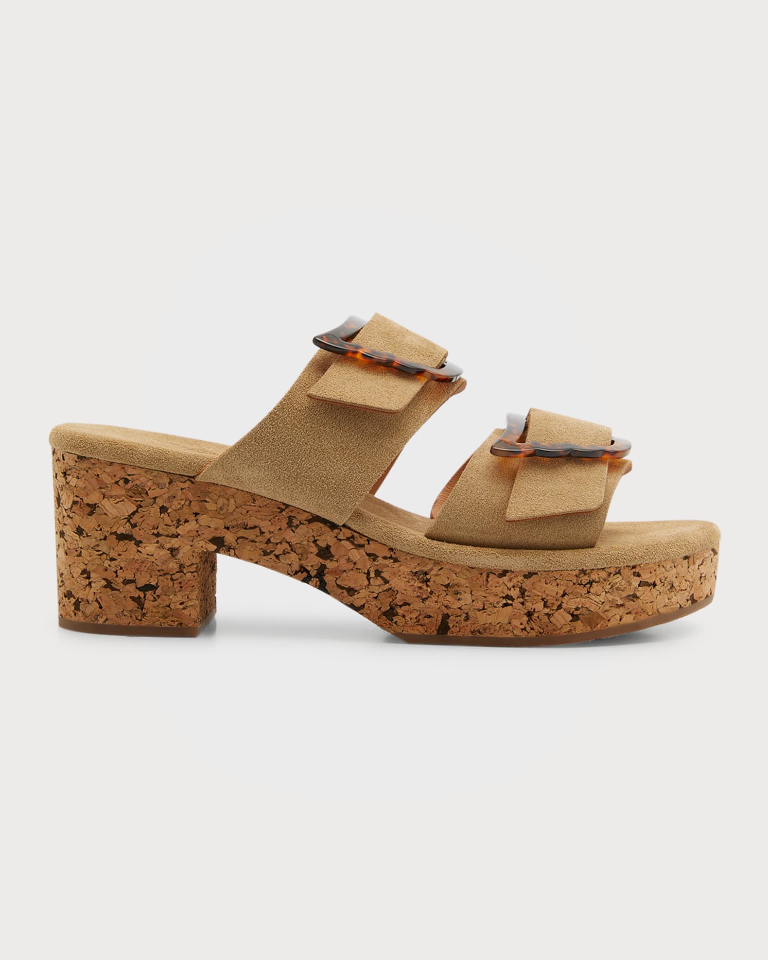 Ancient Greek Sandals Iaso Suede Dual-Buckle Slide Sandals | Neiman Marcus