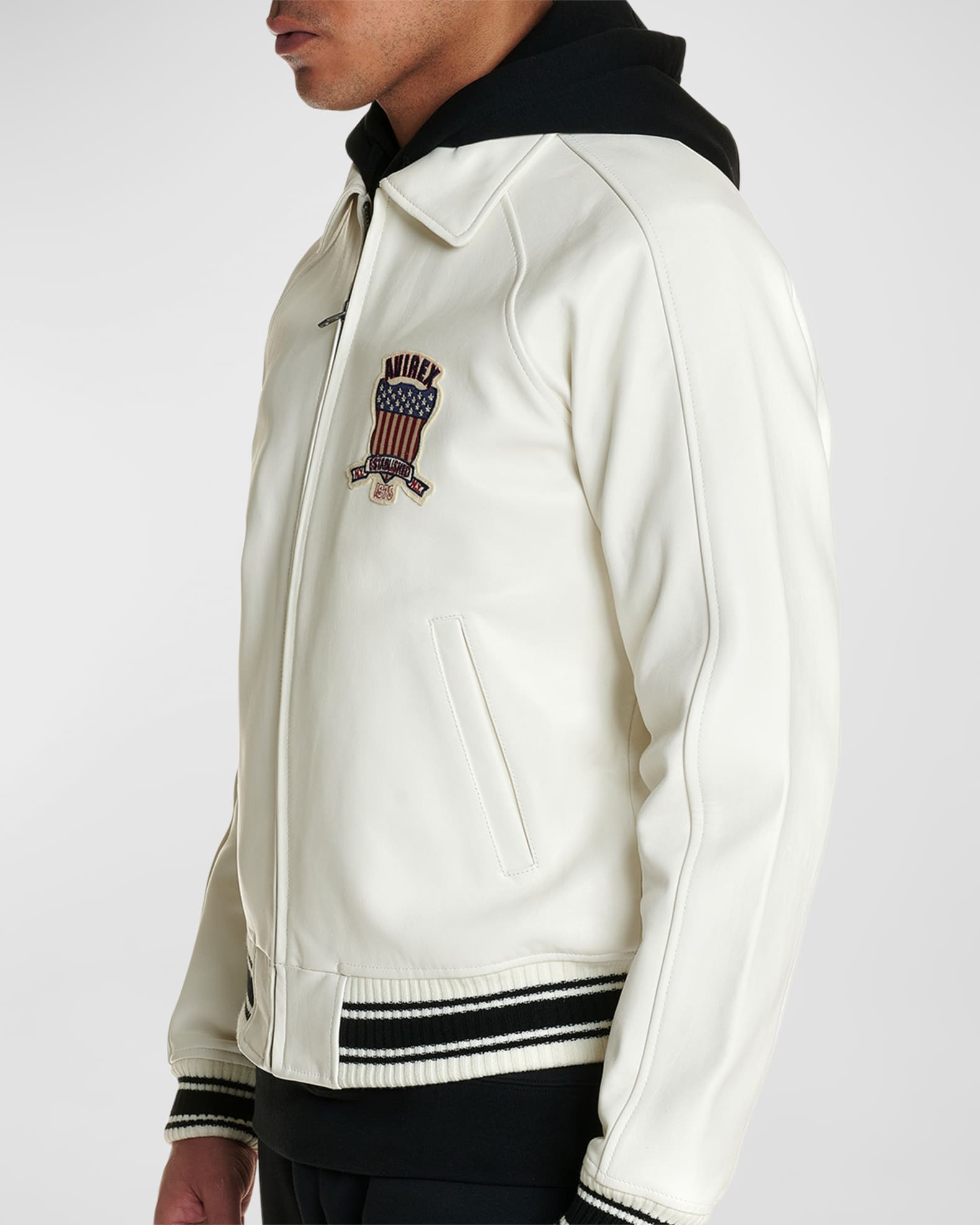 Jackets Mob Mens Louis Vuitton Varsity Leather Jacket - Replica - Female - White - M