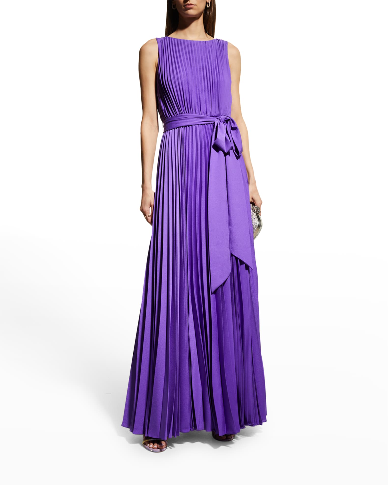 Badgley Mischka Collection Sleeveless Pleated Gown Neiman Marcus 8849