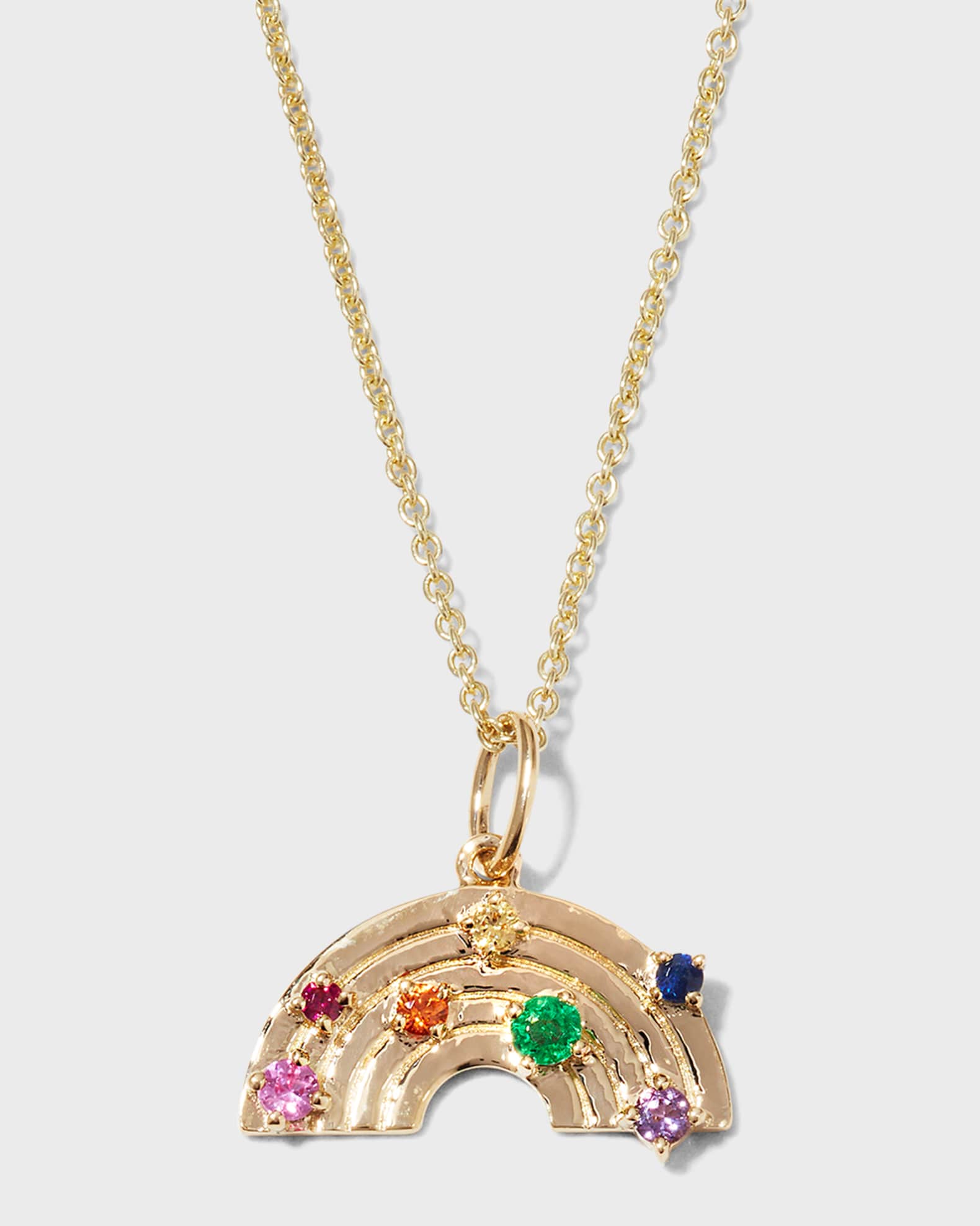 Sydney Evan Rainbow Charm on Light Tiffany Chain Necklace