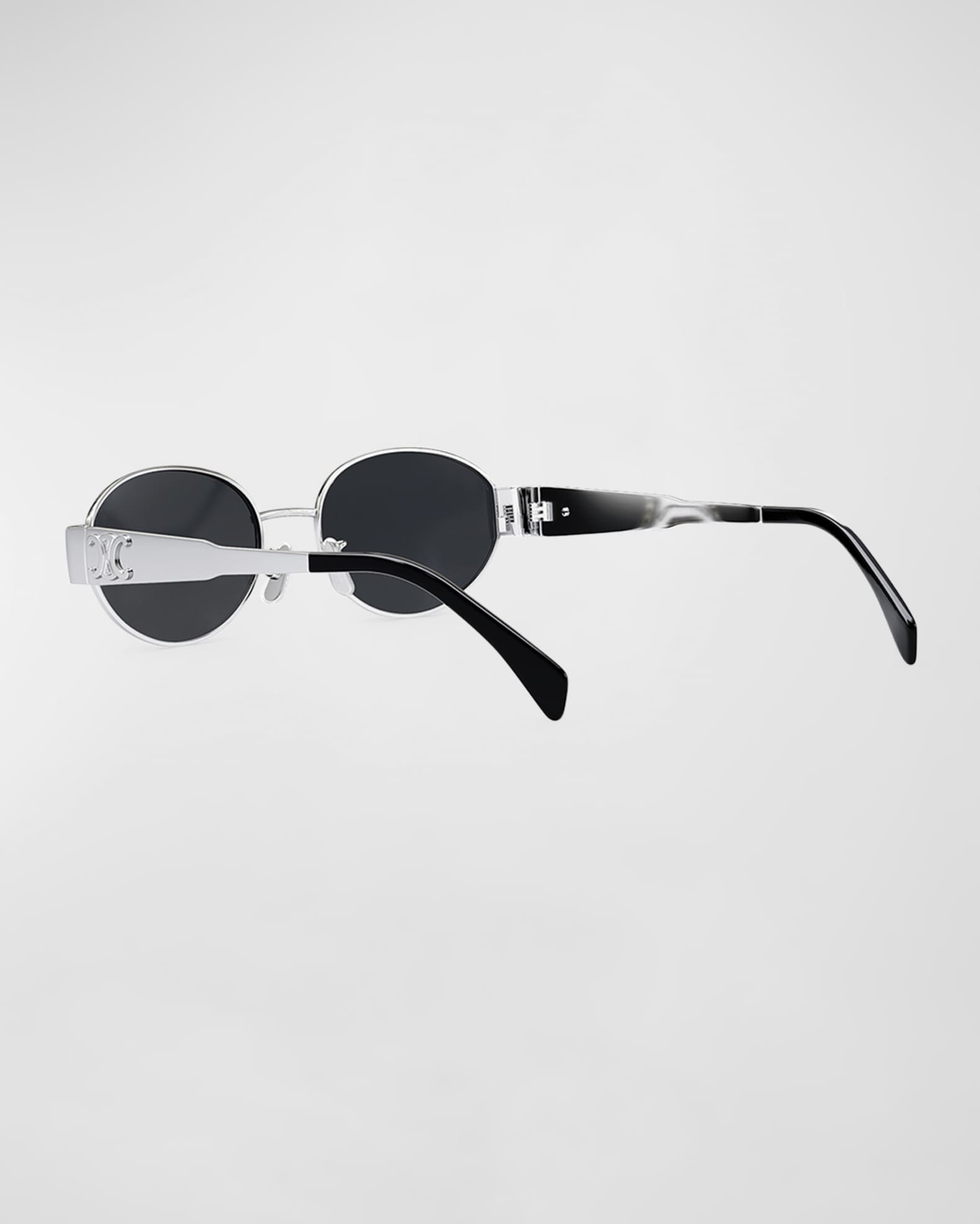 Celine Oval-frame Silver-tone And Acetate Sunglasses in Metallic