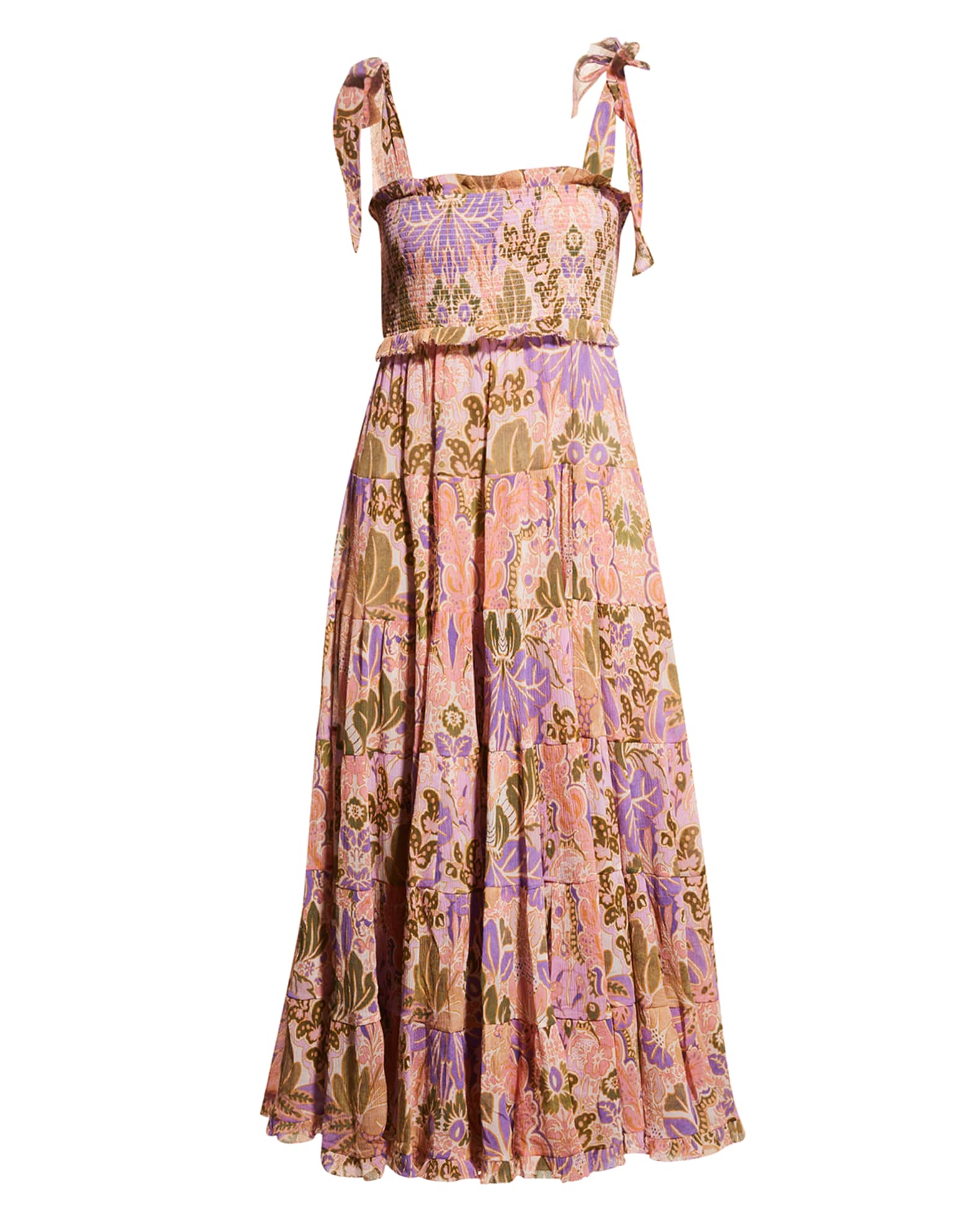 Zimmermann Violet Tiered Midi Sun Dress | Neiman Marcus