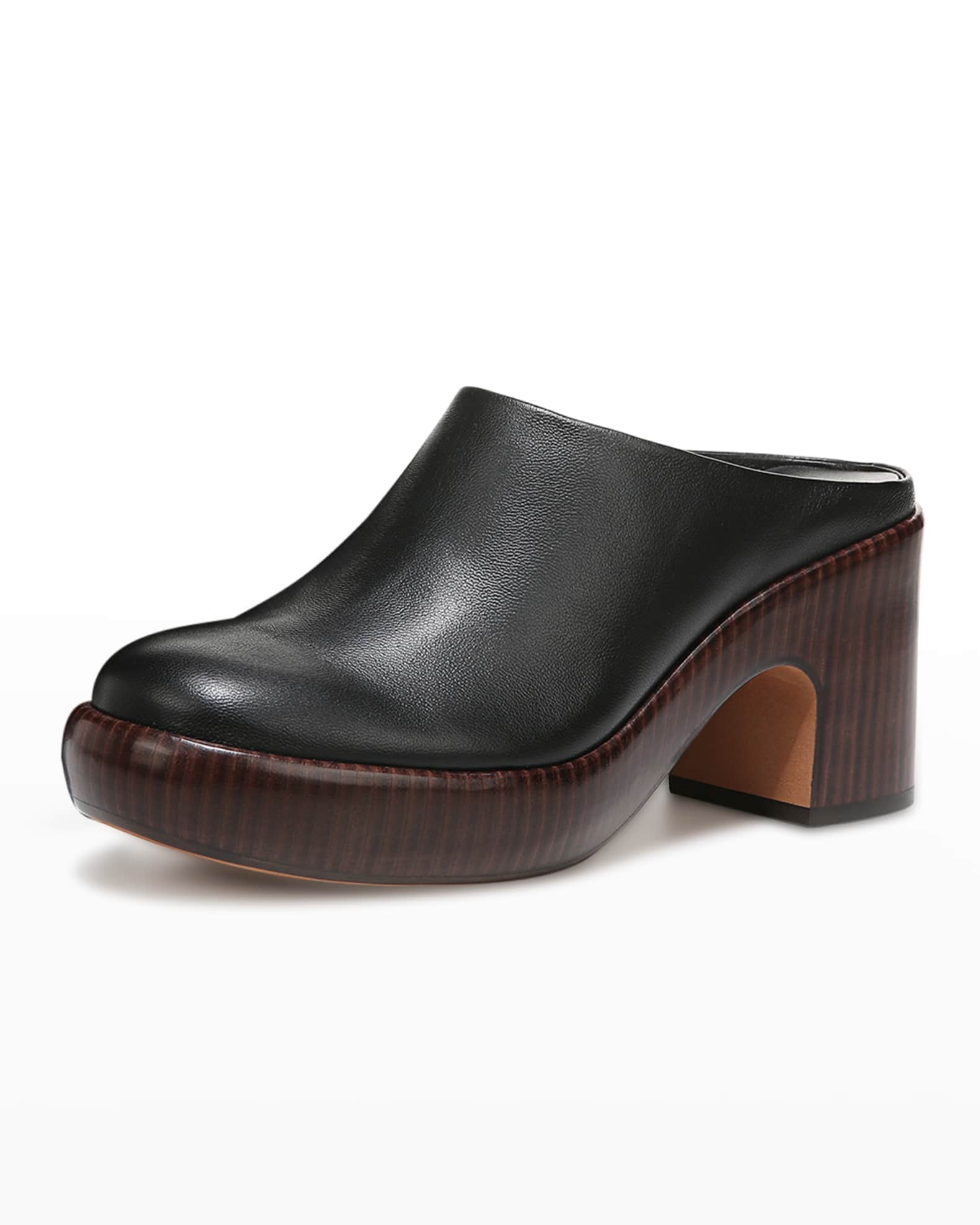 Vince Navina Leather Mule Clogs Neiman Marcus