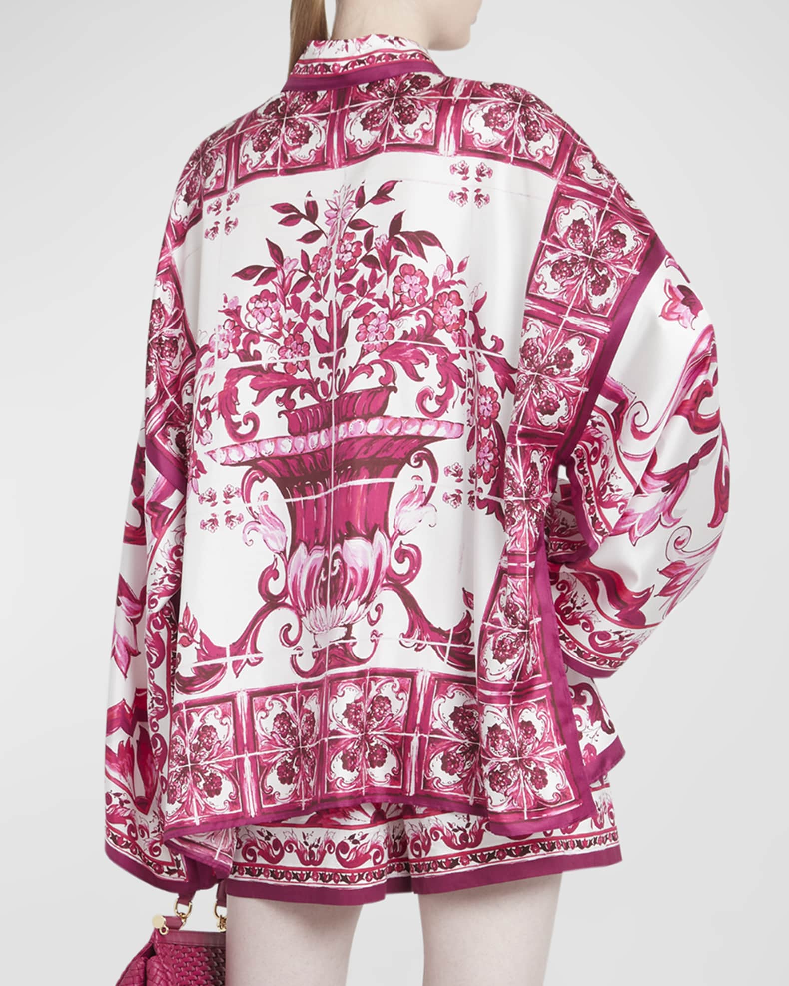 Dolce&Gabbana Majolica-Print Twill Collared Shirt | Neiman Marcus