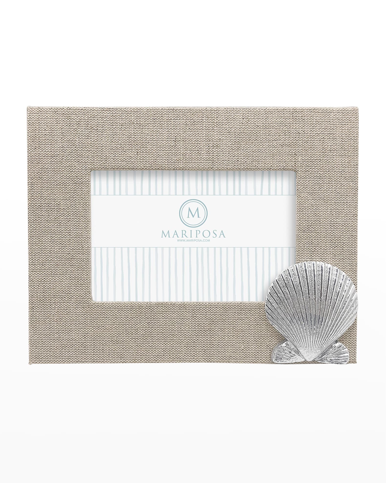 Mariposa Linen with Scallop Frame, 4" x 6" Neiman Marcus