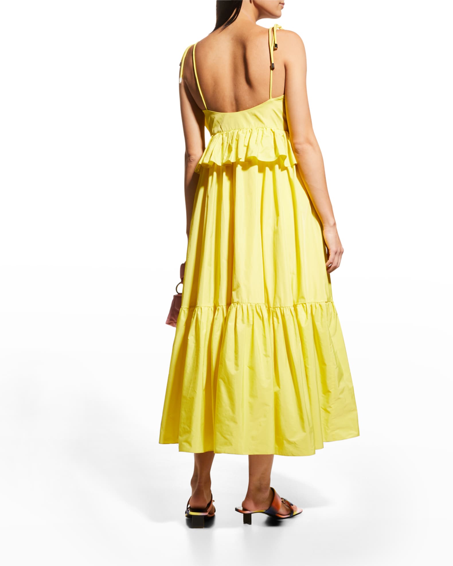 Tanya Taylor Delphine Ruffle Tiered Midi Dress | Neiman Marcus