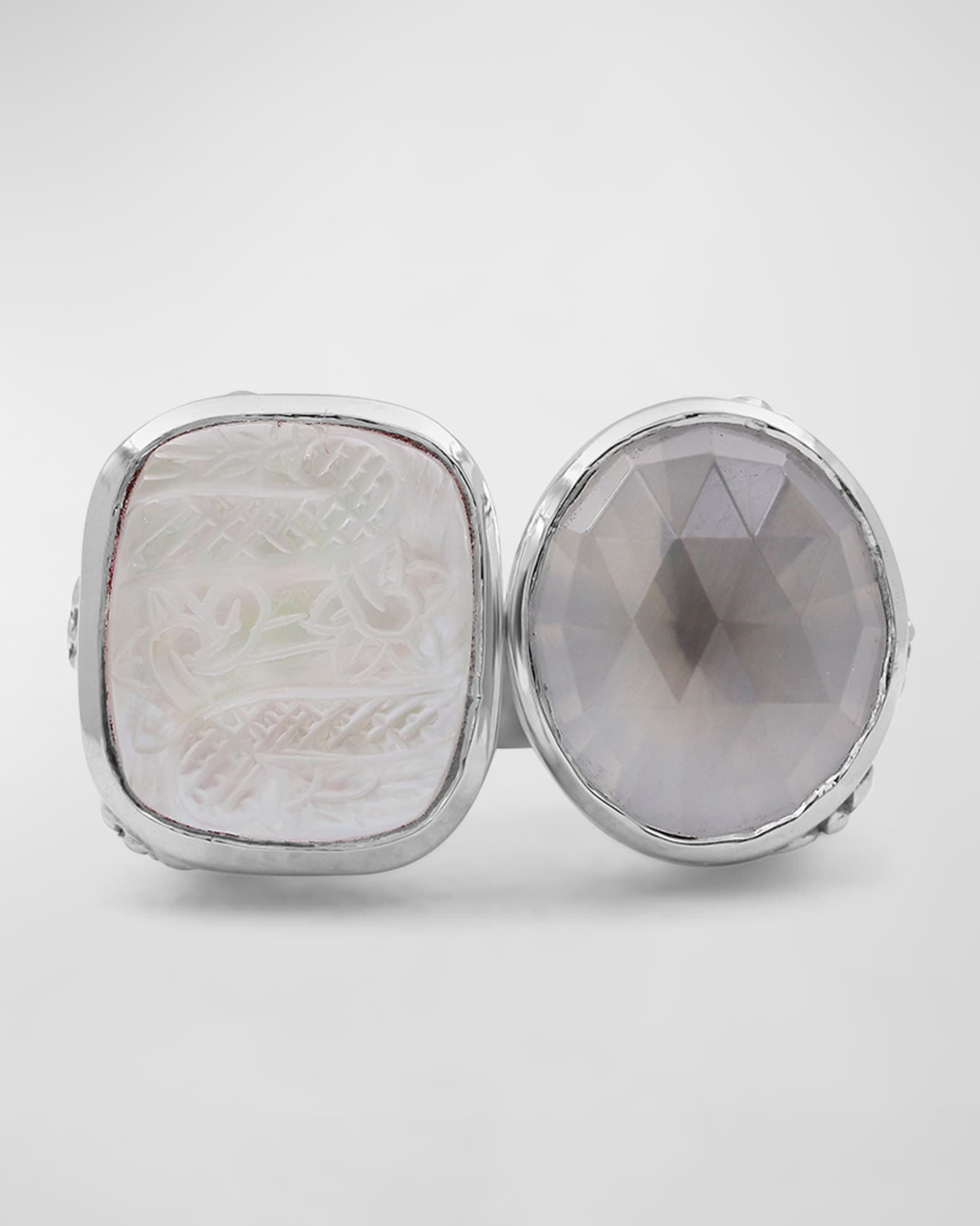 Quartz Mother-of-Pearl Open and Close Ring, Size 7-8 0