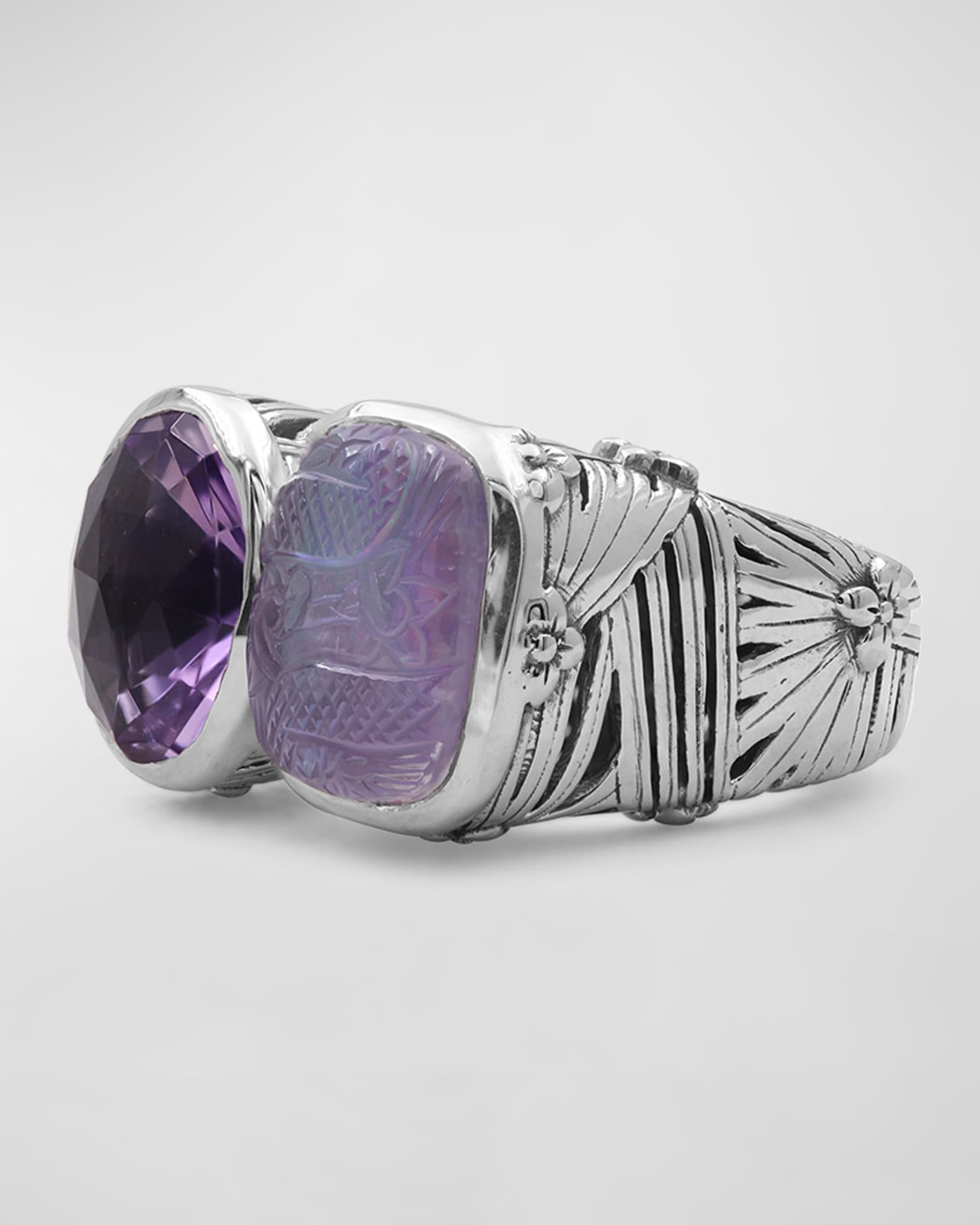 Stephen Dweck Amethyst Mother-of-Pearl Open and Close Ring
