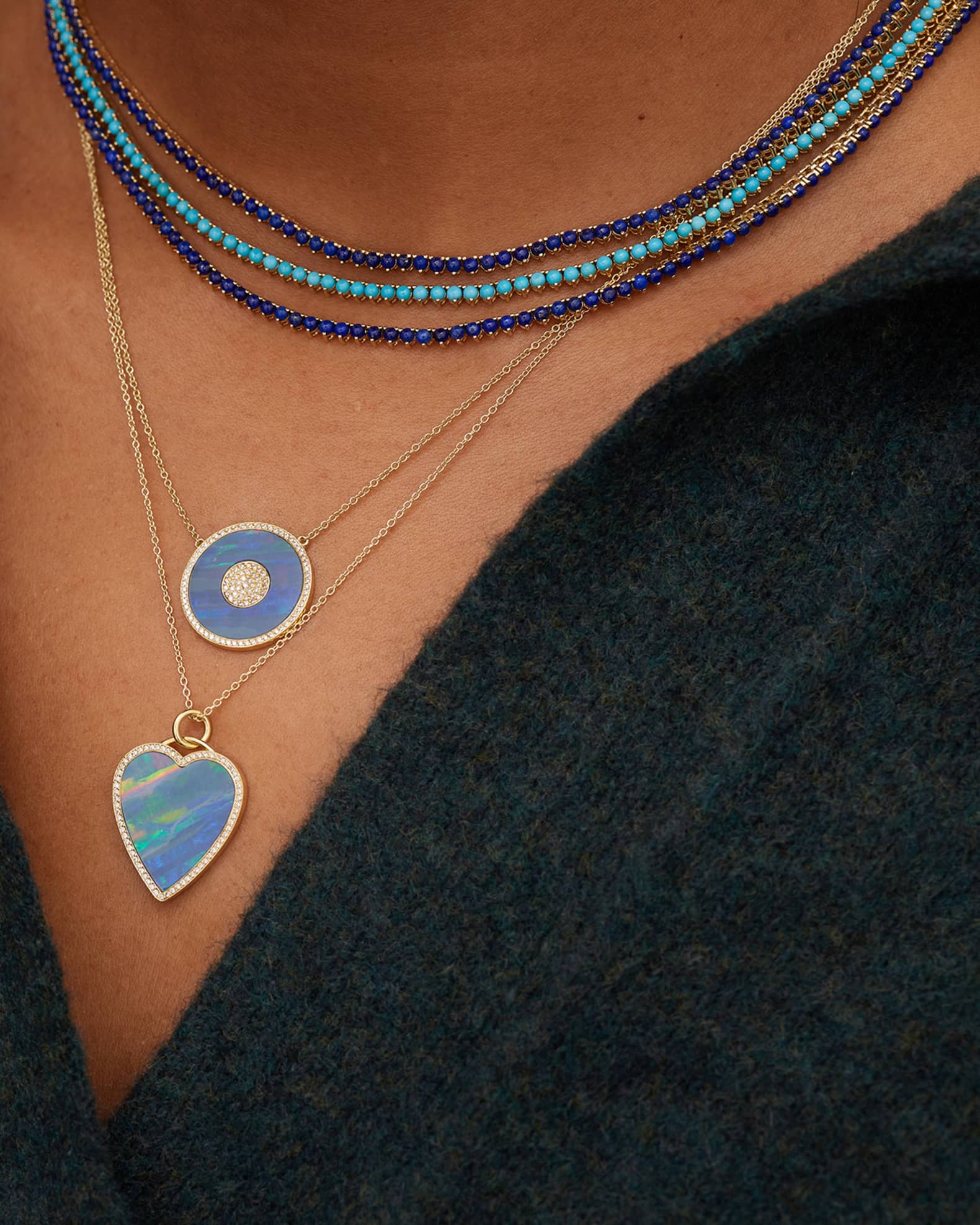 Boulder Opal Diamond Evil Eye Necklace 1