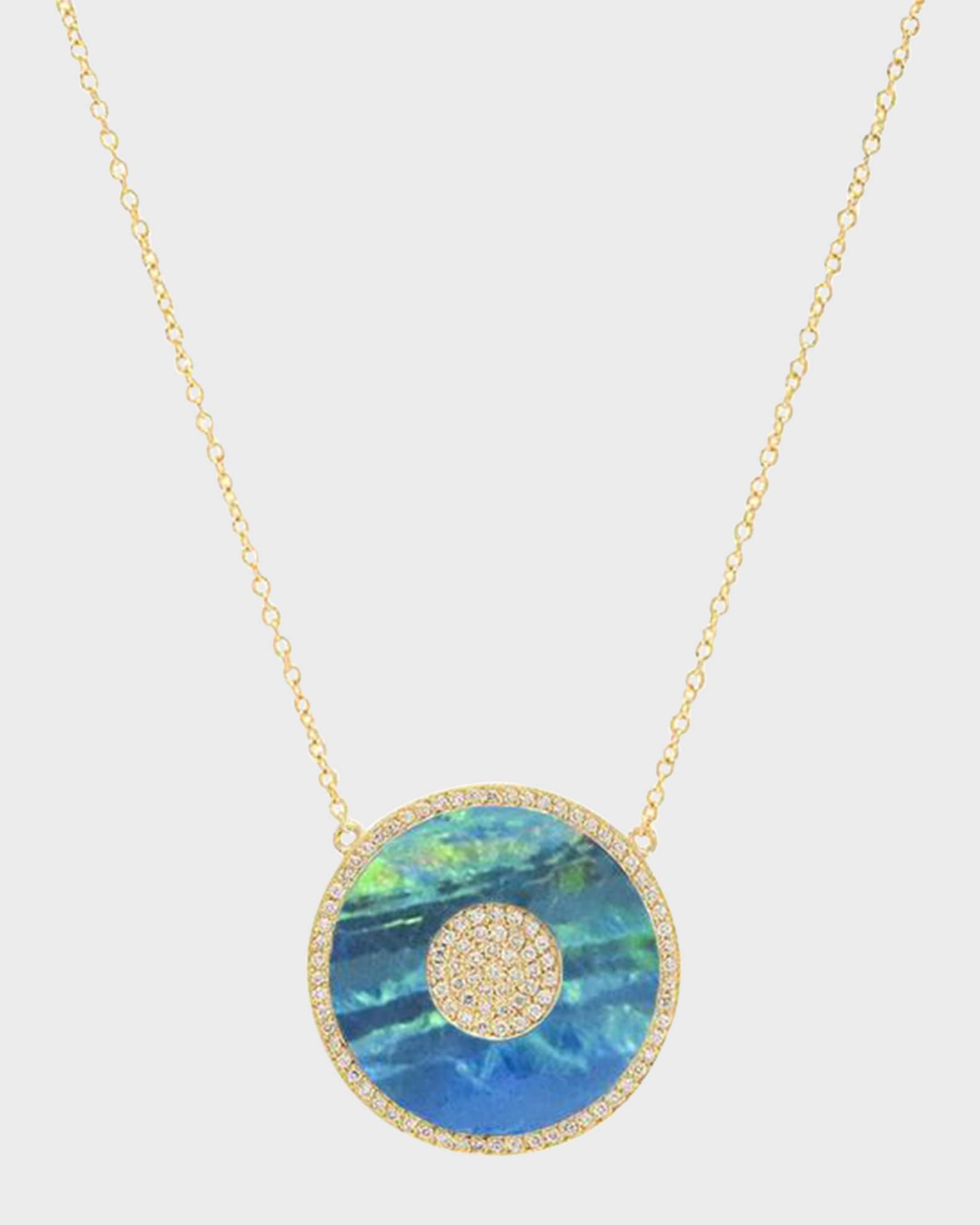 Boulder Opal Diamond Evil Eye Necklace 0