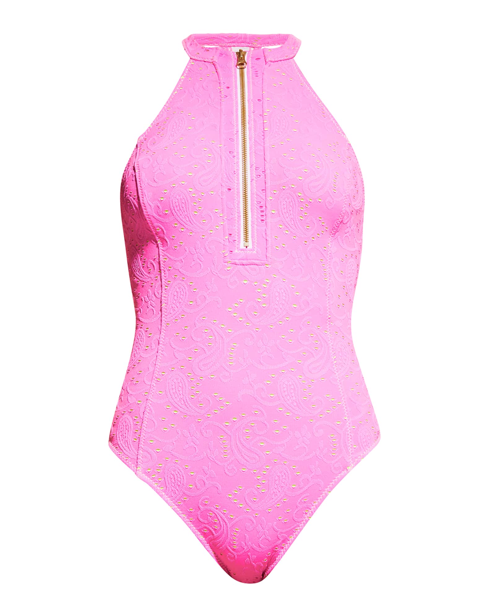 HURLEY Paisley FrontZip OnePiece Swimsuit Neiman Marcus