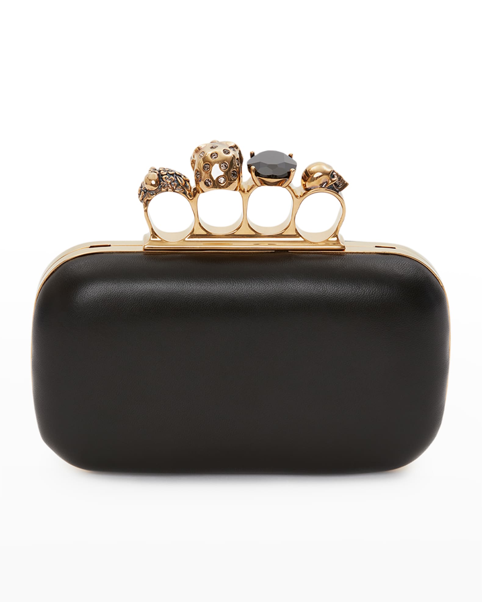 McQueen Skull Four Ring Clutch Bag | Neiman Marcus