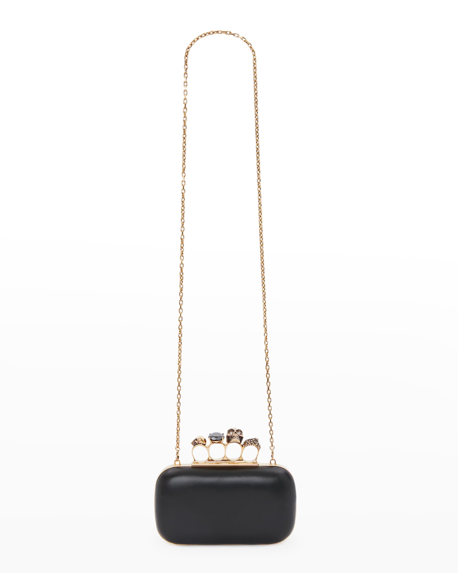 McQueen Skull Four Ring Clutch Bag | Neiman Marcus