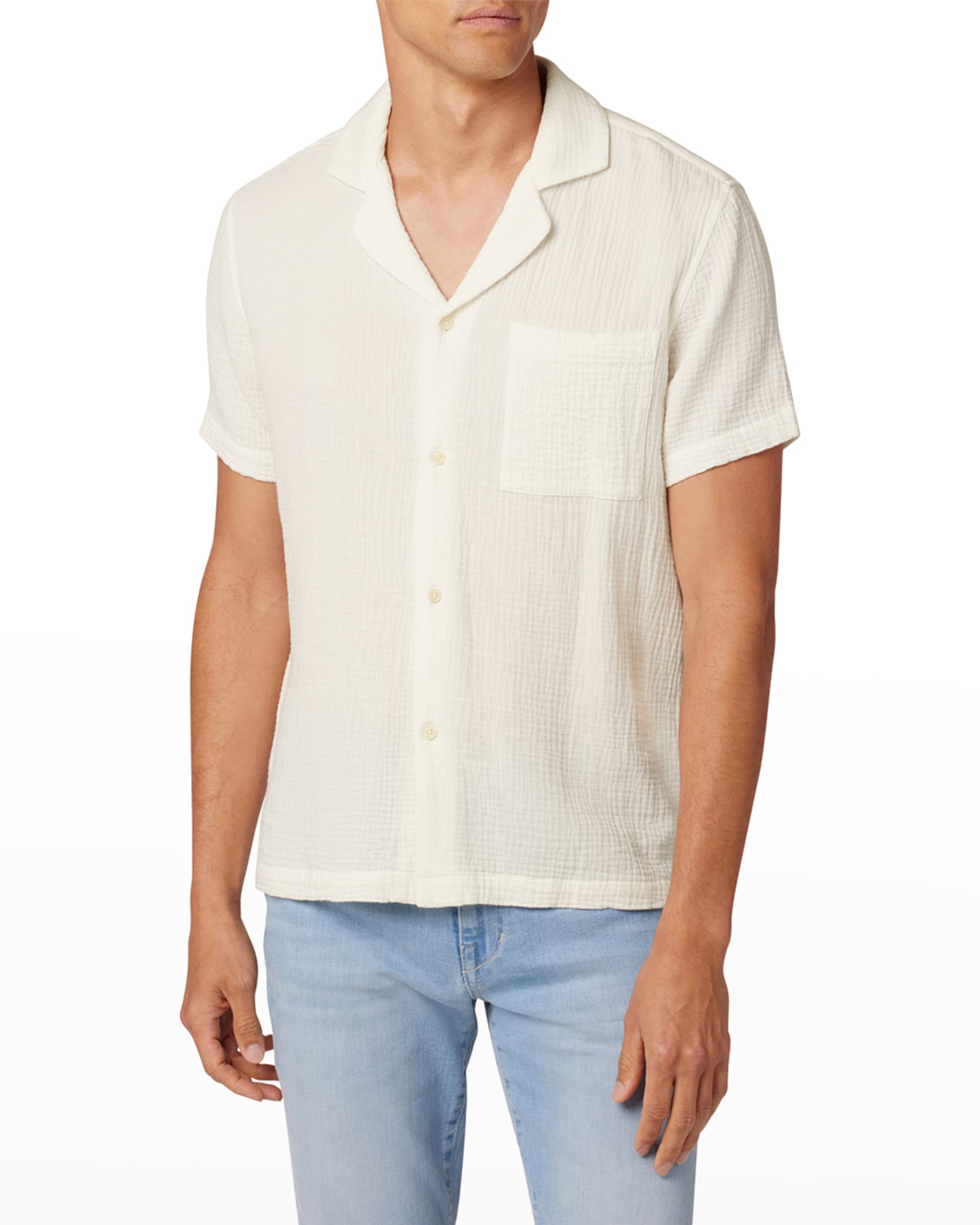 Joe's Jeans Men's Textured Cotton Camp Shirt Neiman Marcus