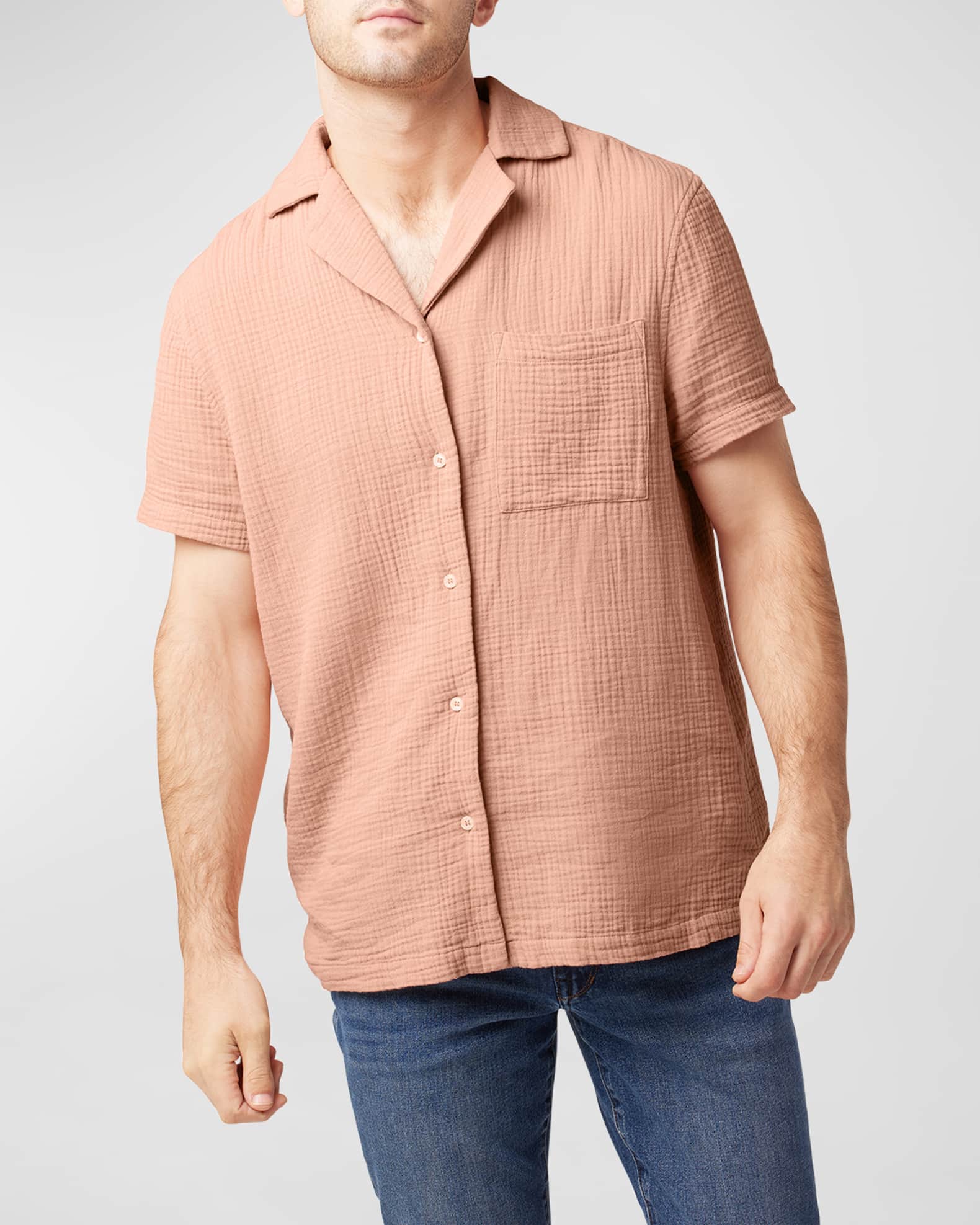 Joe's Jeans Men's Textured Cotton Camp Shirt Neiman Marcus