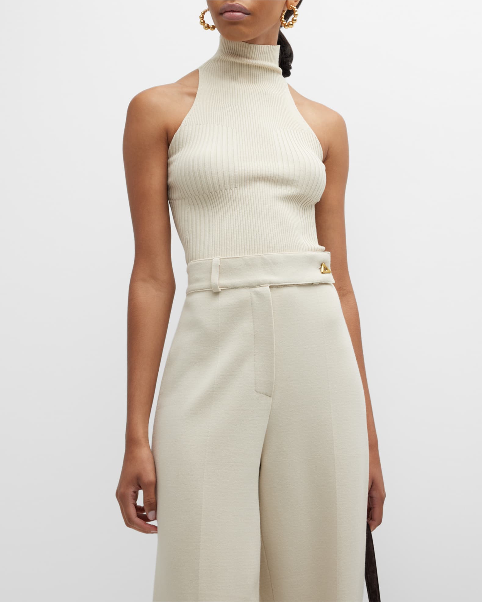 AERON Lulu Sleeveless Ribbed Turtleneck Top Neiman Marcus