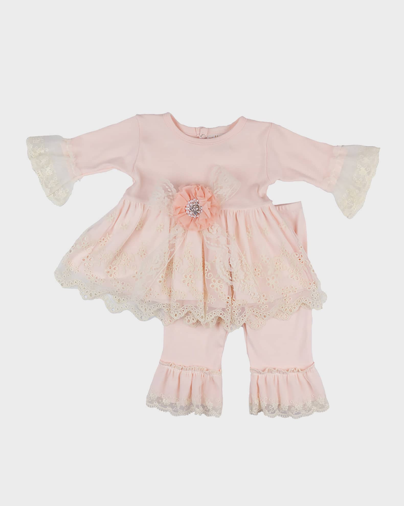 Haute Baby Girl's Sweet Angel Floral Applique Two-Piece Set, Size 12M-4T