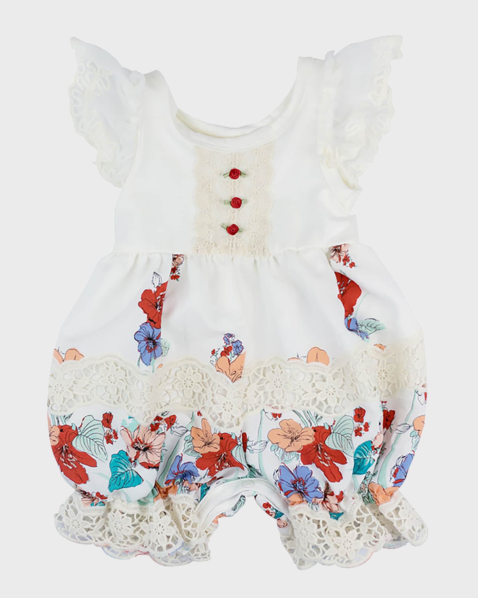 Haute Baby Girl's Ella's Bouquet Floral Bubble Romper, Size Newborn24M