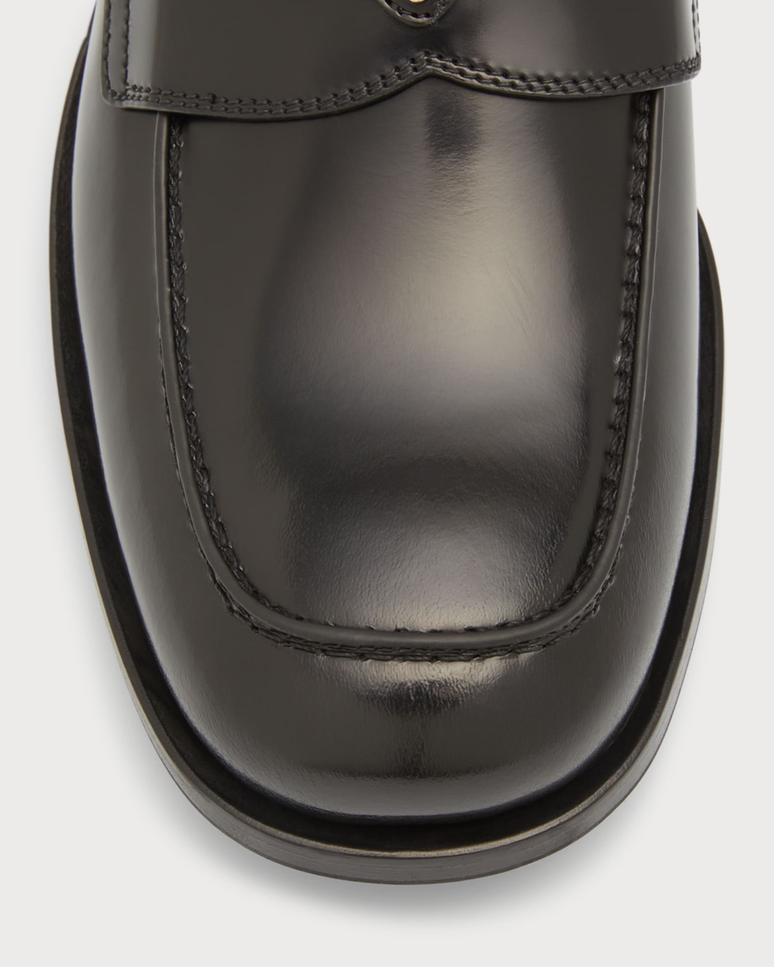 Prada Men's Triangle Logo Leather Loafers Neiman Marcus