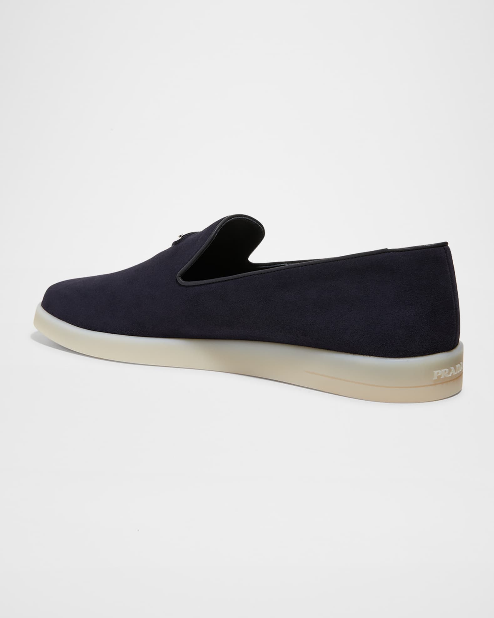 Prada Men's Triangle Logo Suede Loafers | Neiman Marcus Prada Men's Triangle Logo Suede Loafers | Neiman Marcus