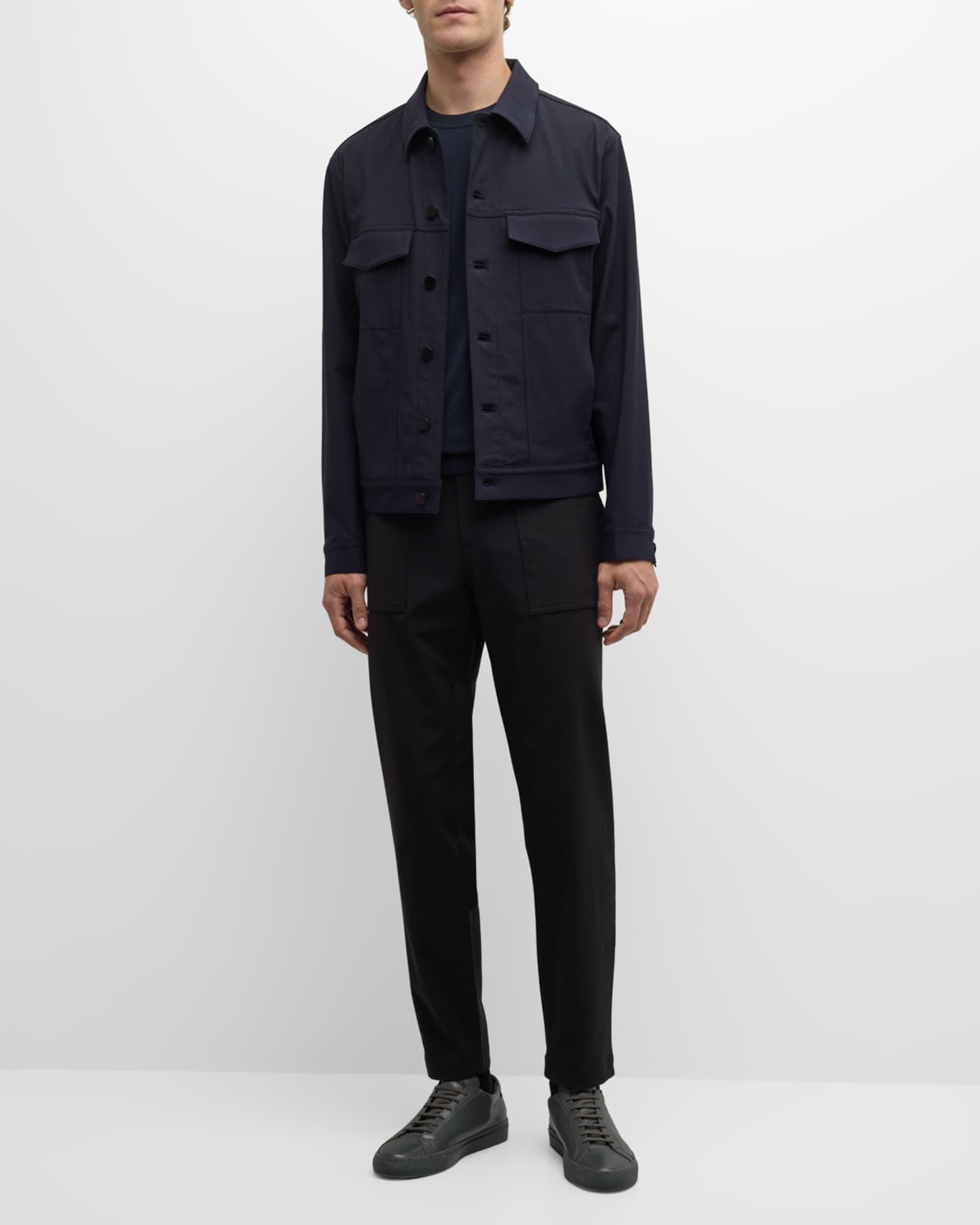 Theory Men's River Jacket in Neoteric Twill, Dark Navy, XS