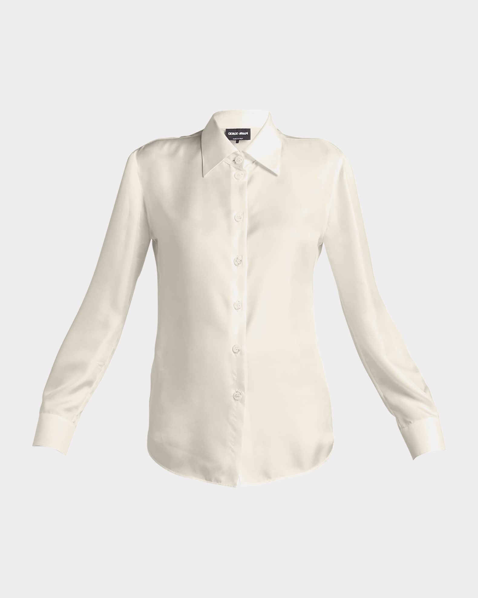 Giorgio Armani Button Down Silk Twill Blouse Sand