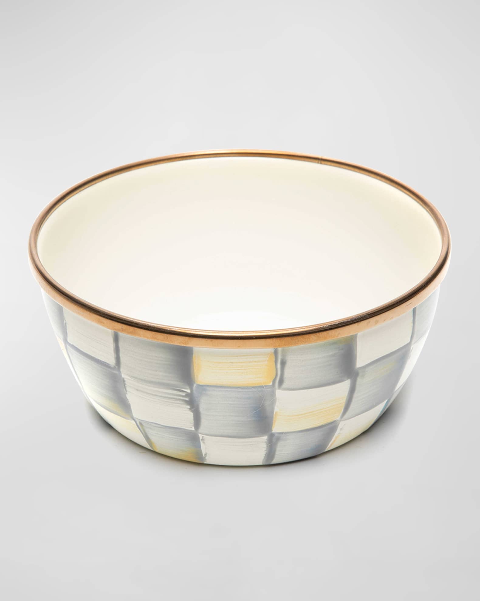 4.5" Sterling Check Enamel Pinch Bowl 0