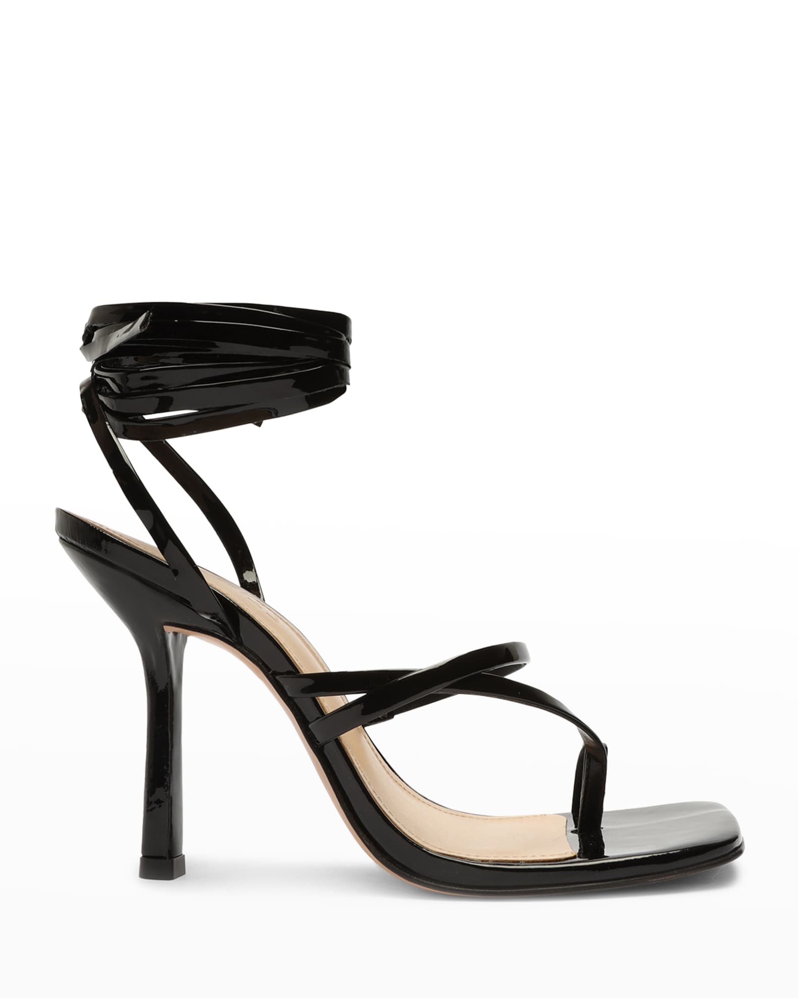 Schutz Lily Embossed Ankle-Wrap Sandals | Neiman Marcus